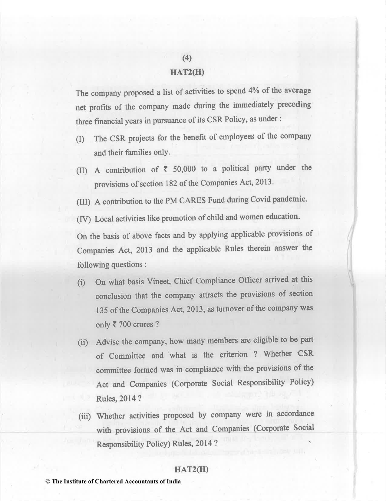 CA Inter Nov 2023 Question Paper - Paper 2 – Corporate and Other Laws - Page 4