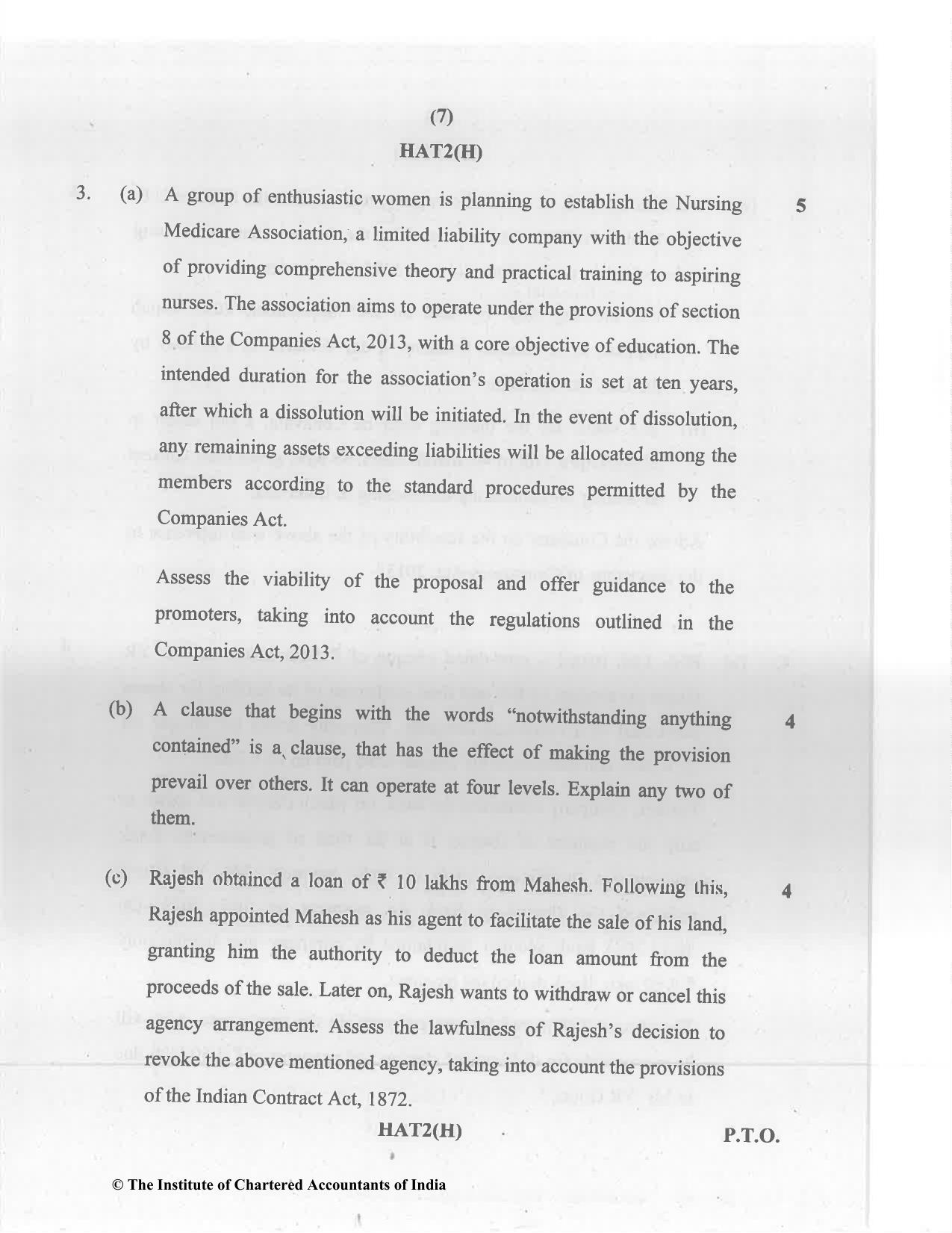CA Inter Nov 2023 Question Paper - Paper 2 – Corporate and Other Laws - Page 7