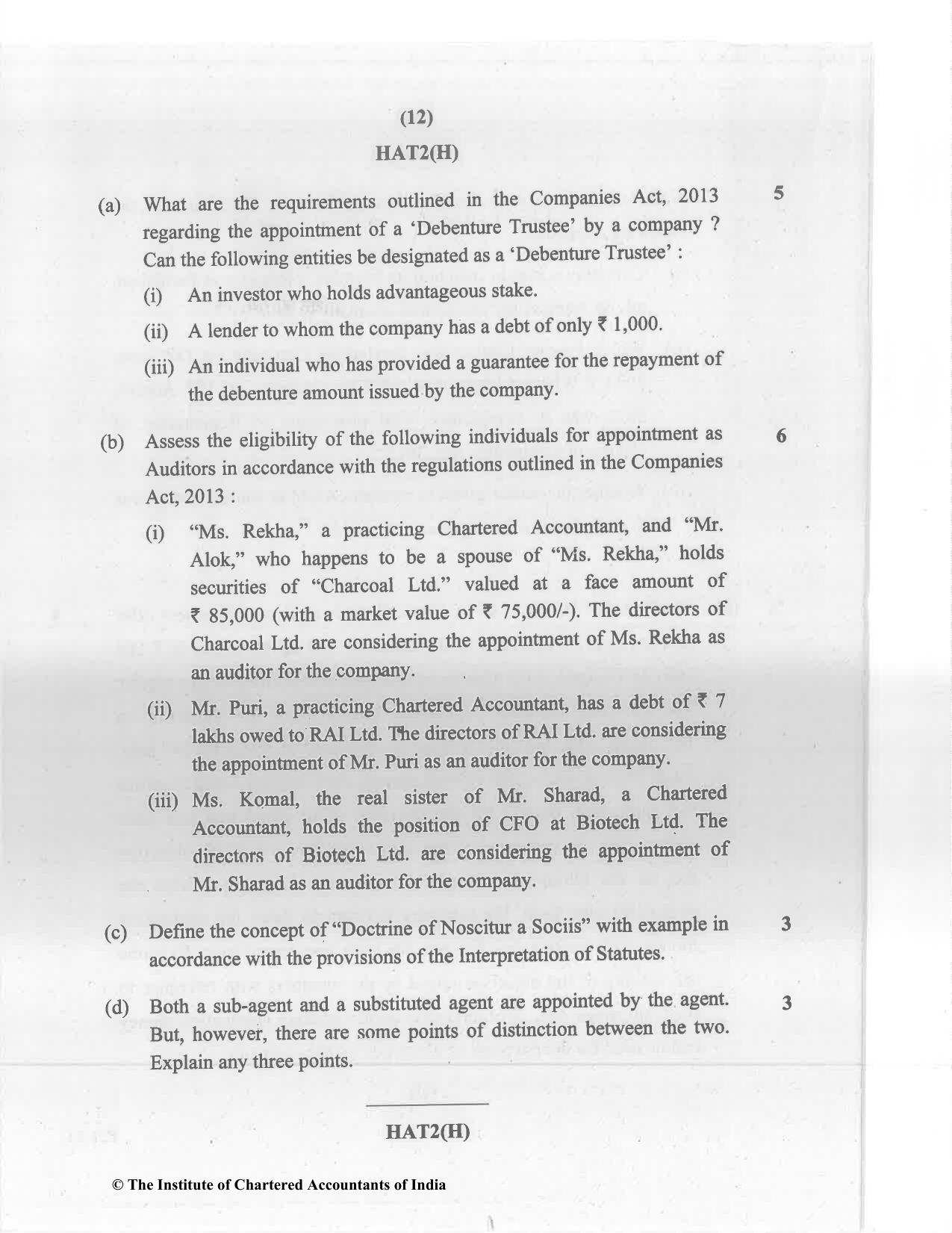 CA Inter Nov 2023 Question Paper - Paper 2 – Corporate and Other Laws - Page 12