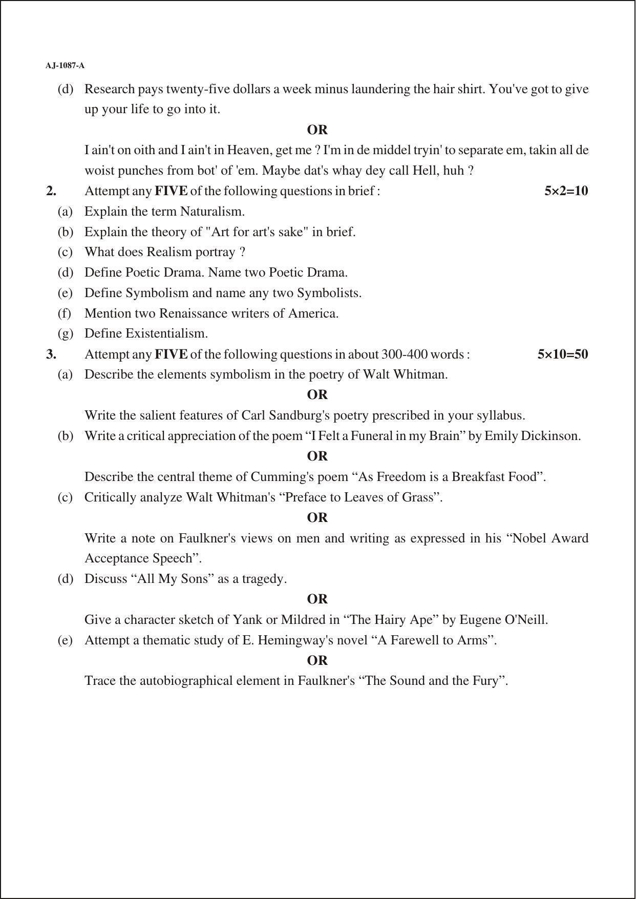 Bilaspur University Question Paper 2021-2022:B.A. Part-III (Three) English Literature Paper 2 - Page 2