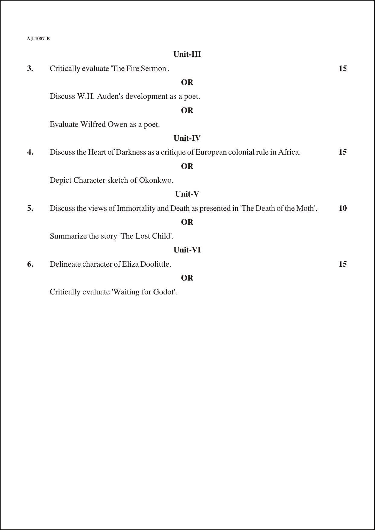 Bilaspur University Question Paper 2021-2022:B.A. Part-III (Three) English Literature Paper 2 - Page 4
