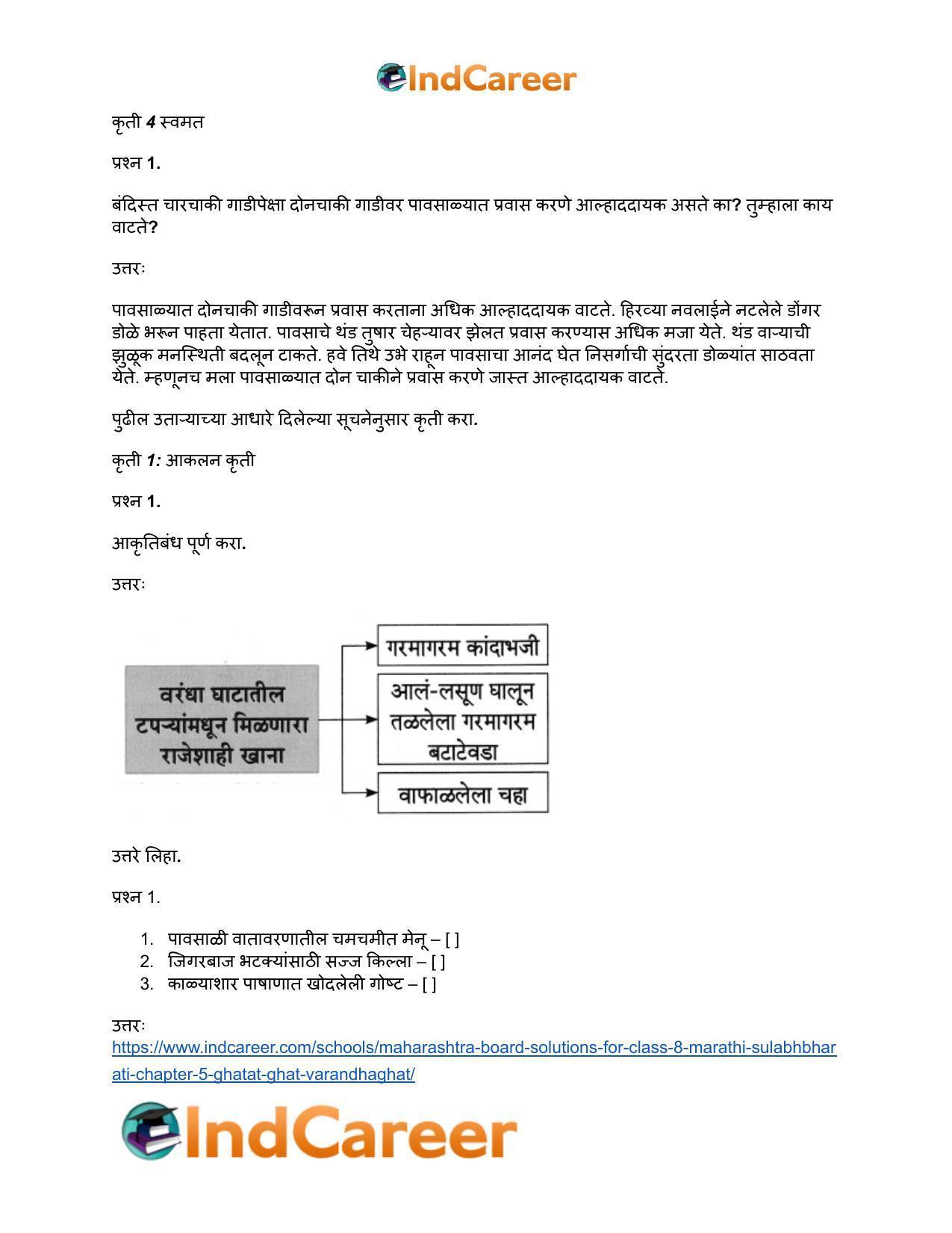 Maharashtra Board Solutions for Class 8- Marathi Sulabhbharati: Chapter 5- घाटात घाट वरंधाघाट - Page 20