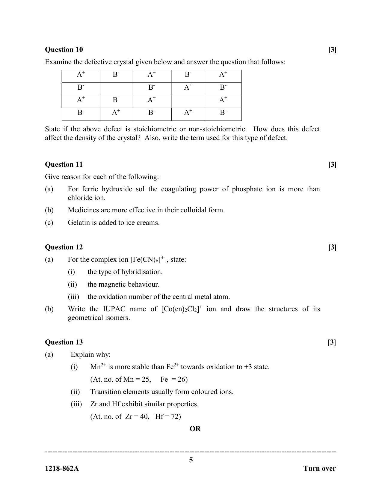 ISC Class 12 2018 Chemistry (Paper I - Theory) Question Paper with Solutions - Page 5