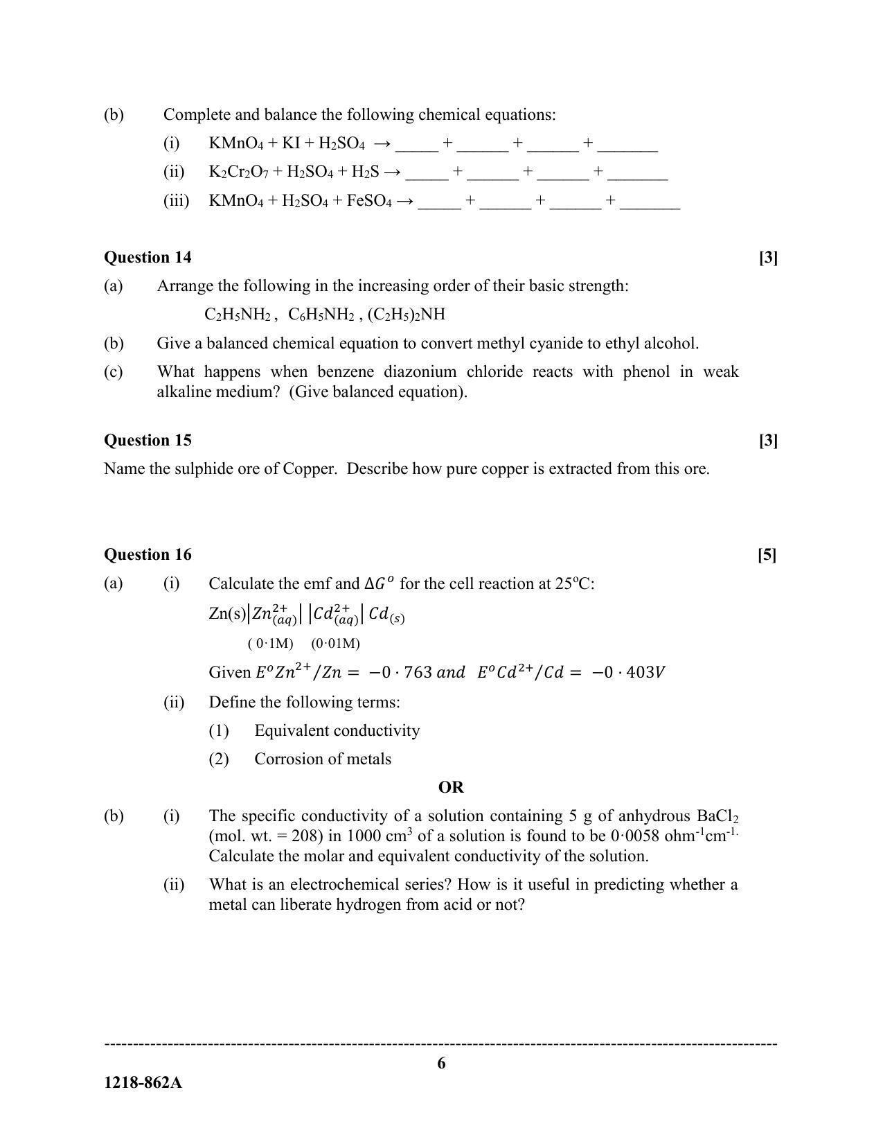 ISC Class 12 2018 Chemistry (Paper I - Theory) Question Paper with Solutions - Page 6