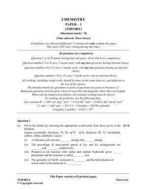 ISC Class 12 2018 Chemistry (Paper I - Theory) Question Paper with Solutions