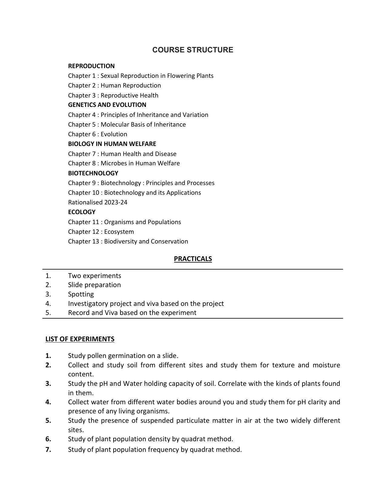 HP Board Class 12th Syllabus for Biology - Page 2