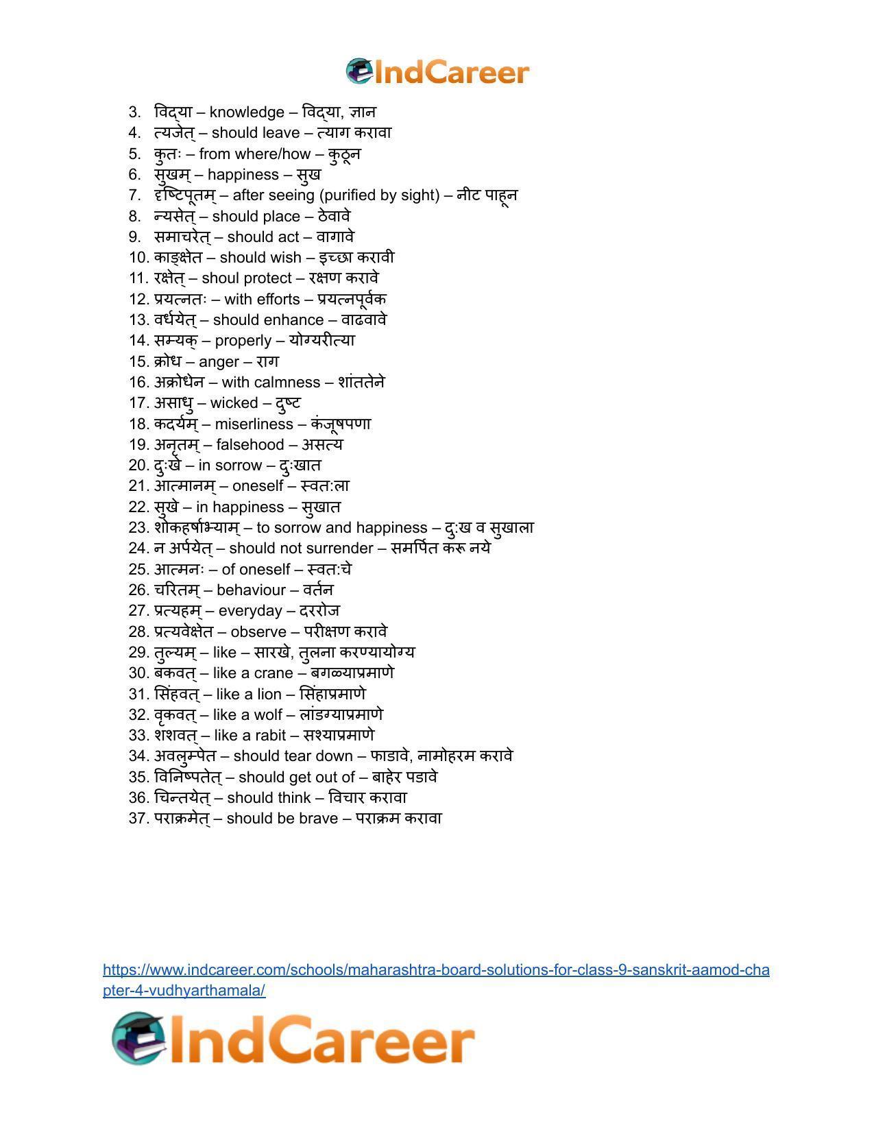 Maharashtra Board Solutions for Class 9- Sanskrit Aamod: Chapter 4- विध्यर्थमाला - Page 29