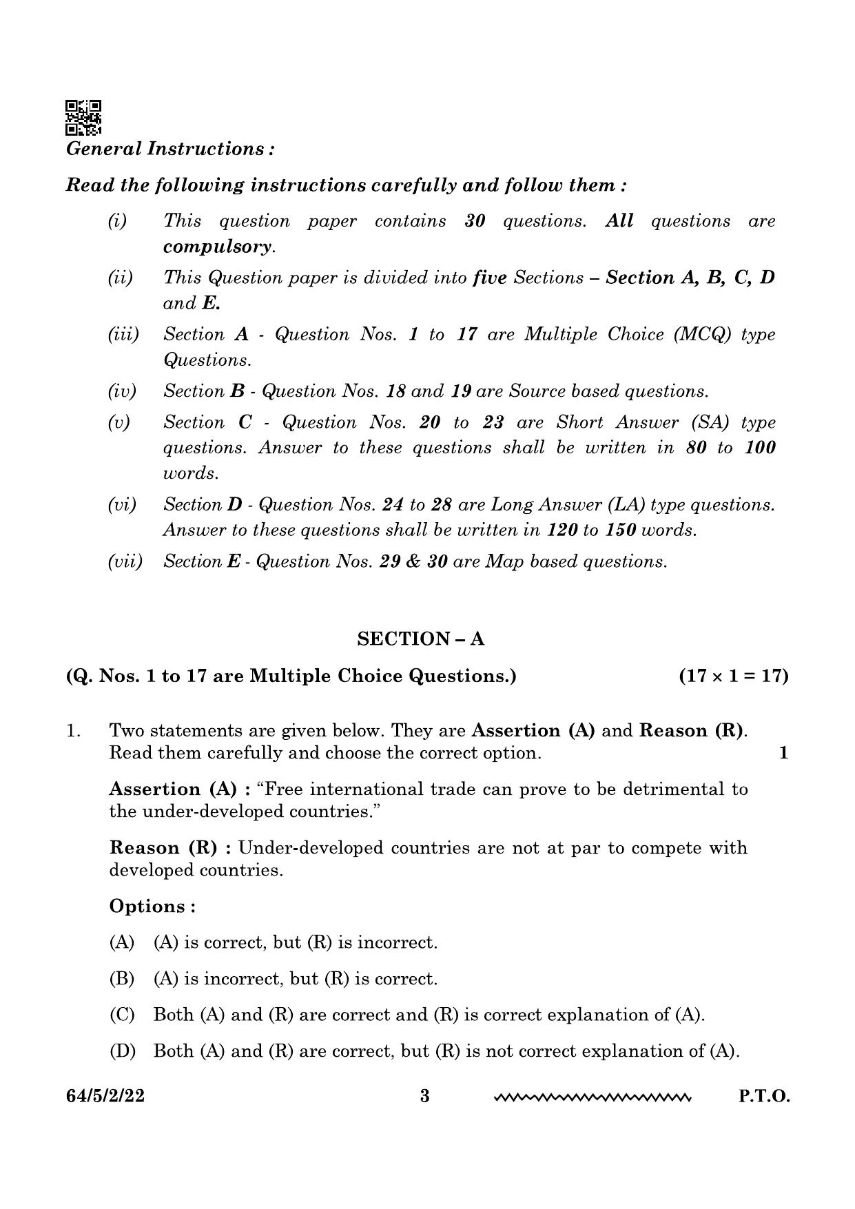 CBSE Class 12 64-5-2 Geography 2024 Question Paper - Page 3