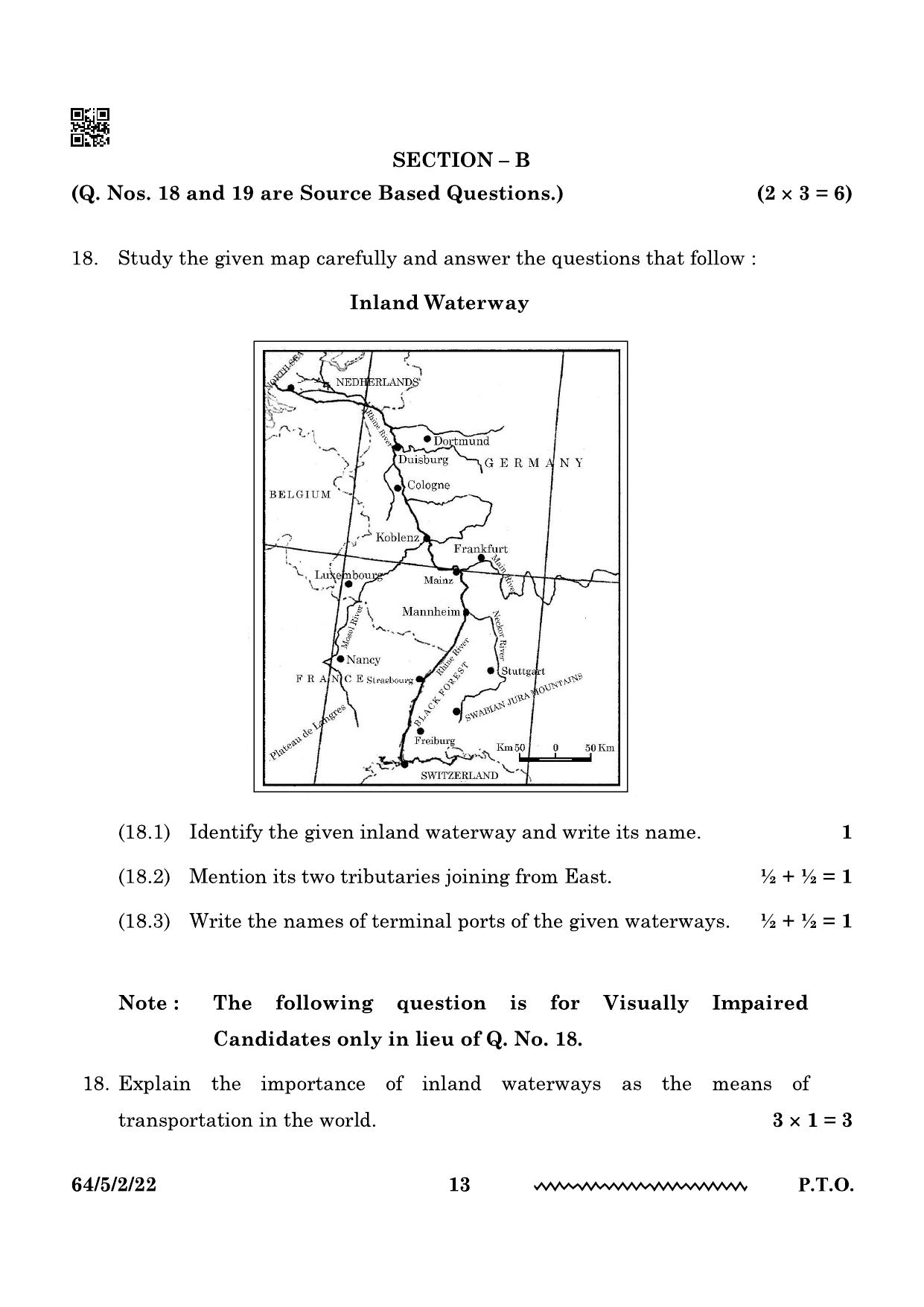 CBSE Class 12 64-5-2 Geography 2024 Question Paper - Page 13