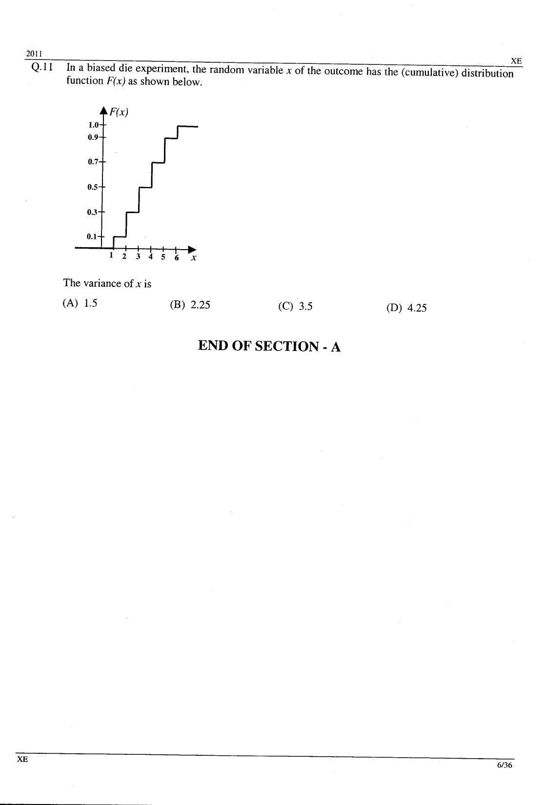 GATE 2011 Engineering Sciences (XE) Question Paper with Answer Key - Page 6
