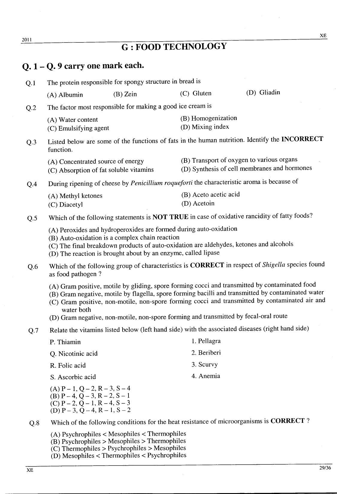 GATE 2011 Engineering Sciences (XE) Question Paper with Answer Key - Page 29