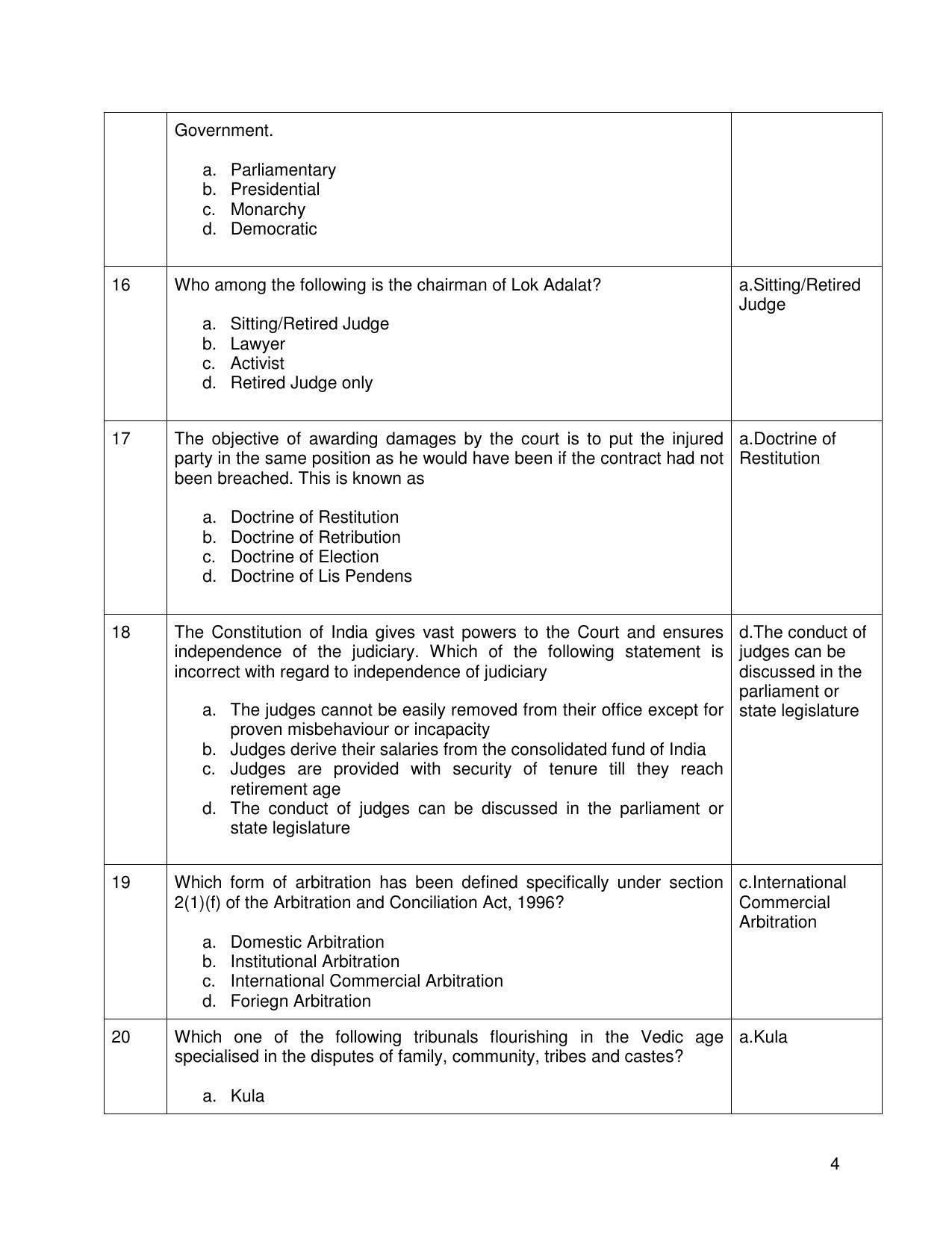 CBSE Class 12th Legal Studies Sample Question Paper Answer Key 2021-22 - Page 4