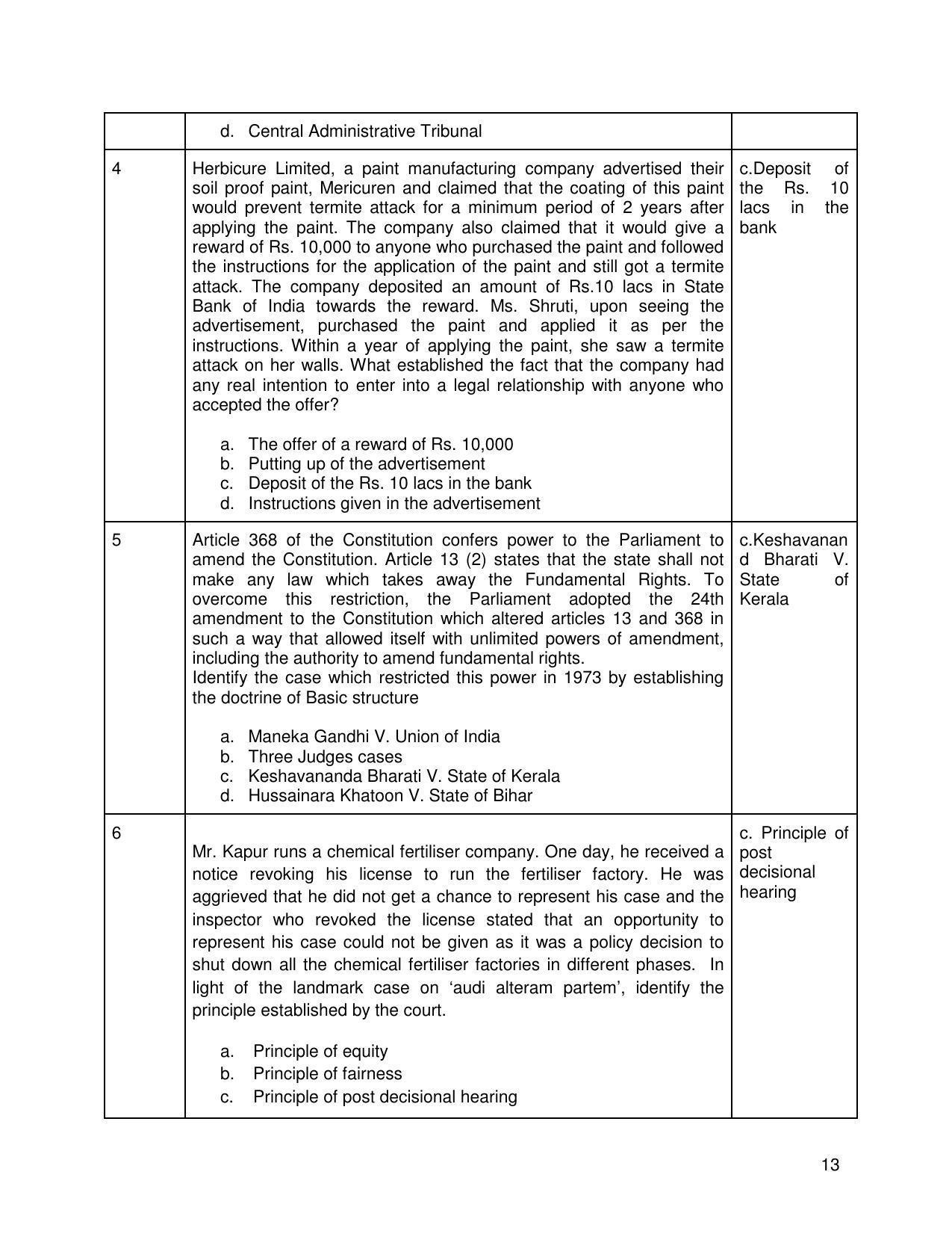 CBSE Class 12th Legal Studies Sample Question Paper Answer Key 2021-22 - Page 13