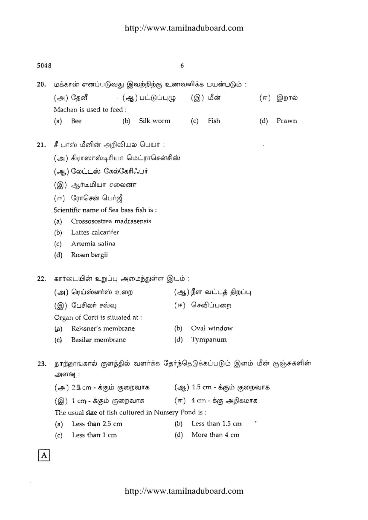 TN Class 12 Zoology Question Papers Jun 2015 - Page 6