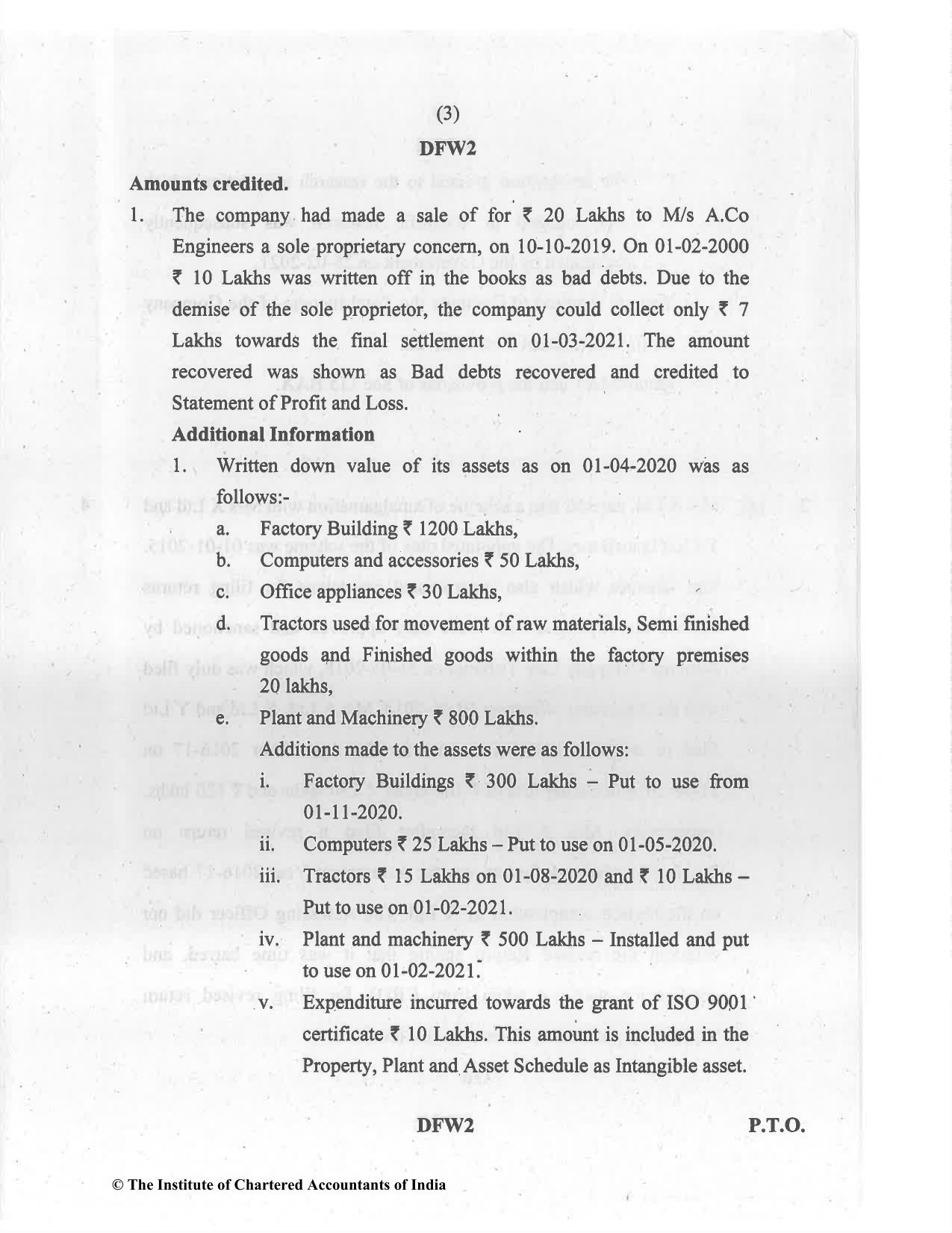 CA Final Jul 2021 Question Paper - Paper 7 – Direct Tax Laws and International Taxation - Page 3