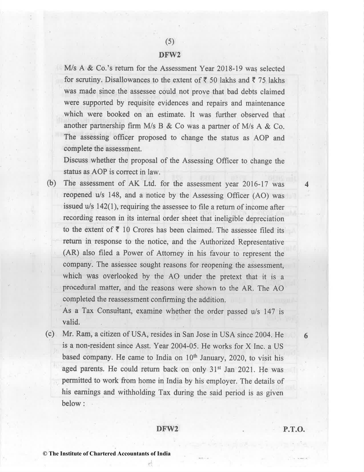 CA Final Jul 2021 Question Paper - Paper 7 – Direct Tax Laws and International Taxation - Page 5