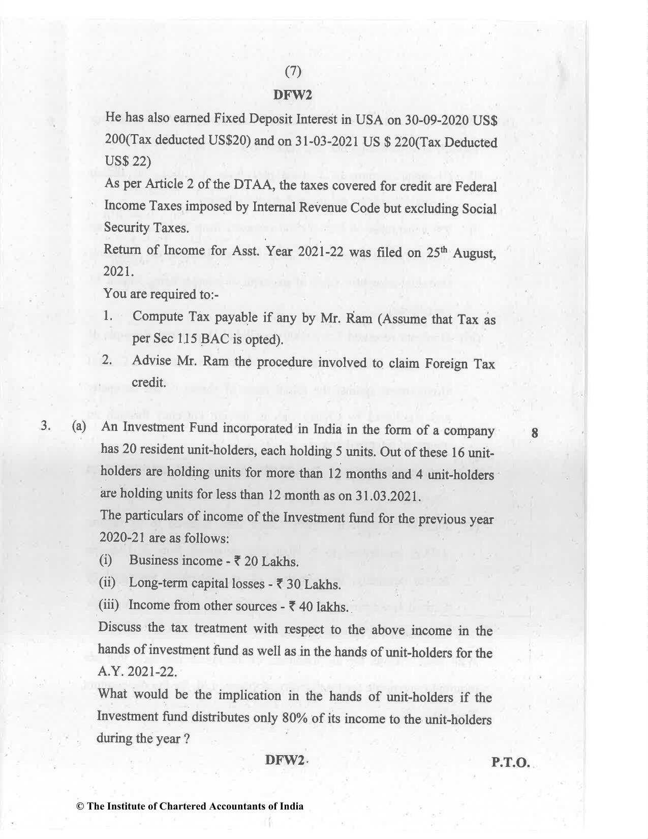 CA Final Jul 2021 Question Paper - Paper 7 – Direct Tax Laws and International Taxation - Page 7