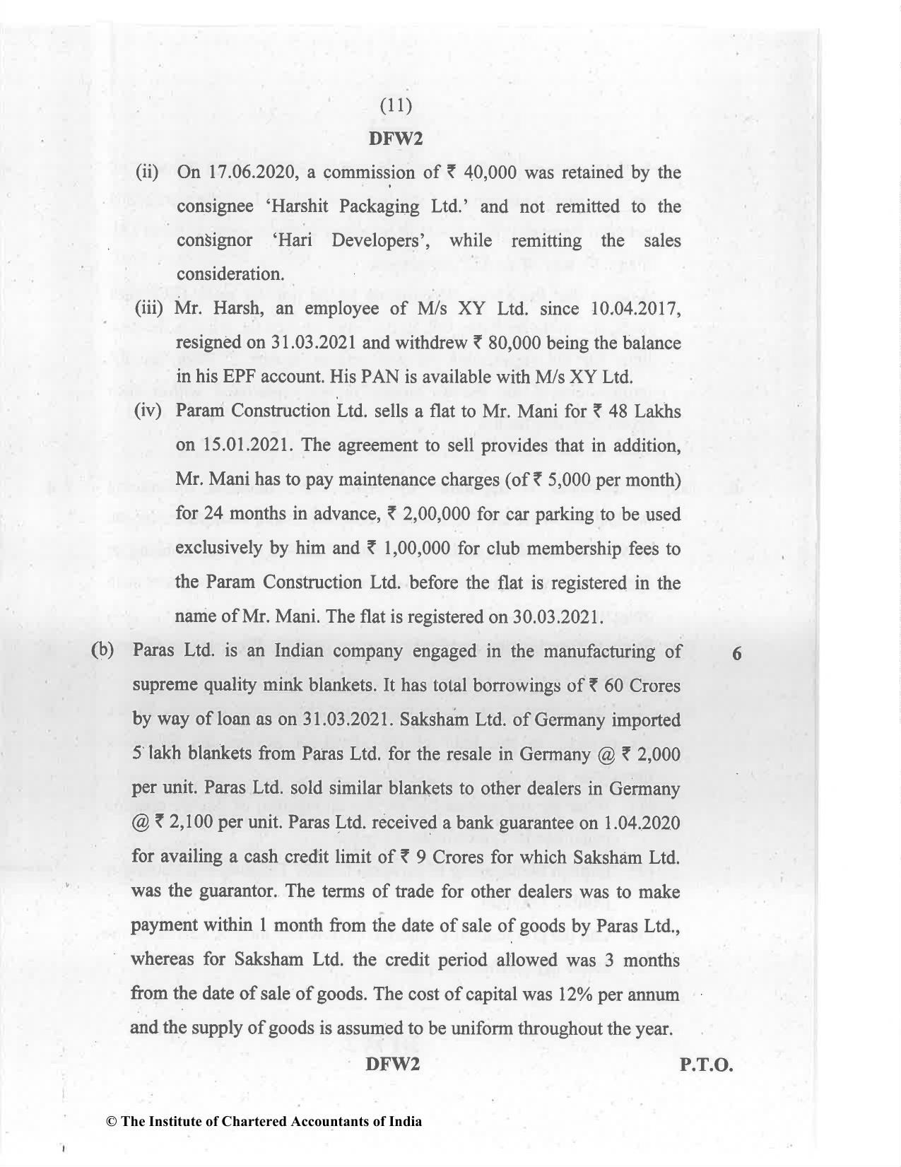 CA Final Jul 2021 Question Paper - Paper 7 – Direct Tax Laws and International Taxation - Page 11