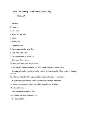 Kerala Plus Two 2021 Botany Model Answer Key