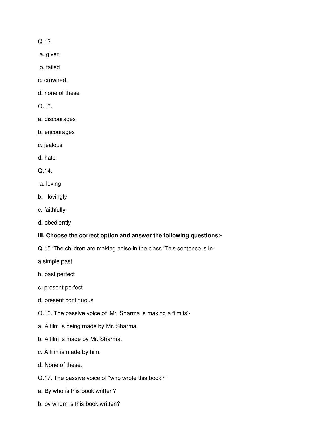 JAC Board 10th English (Objective) Model Question Paper 2023 - Page 4