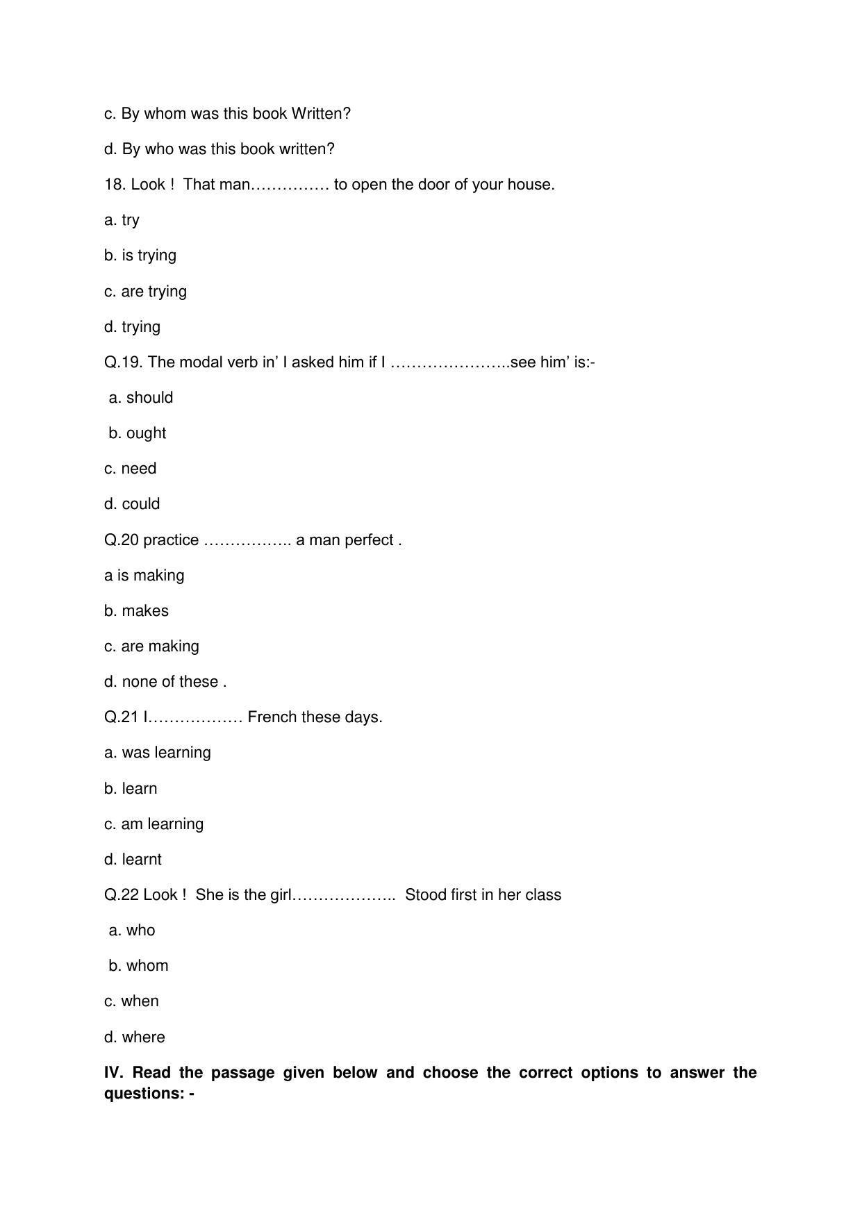 JAC Board 10th English (Objective) Model Question Paper 2023 - Page 5