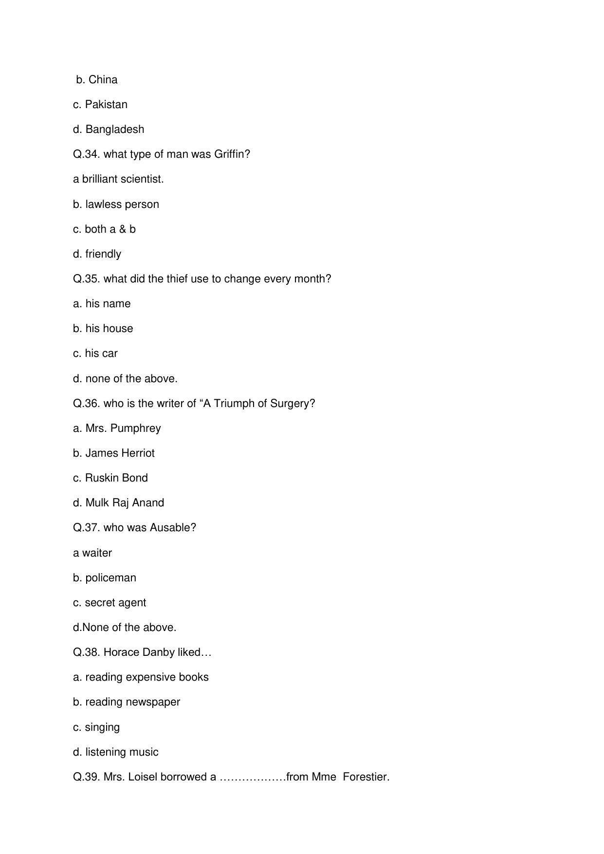 JAC Board 10th English (Objective) Model Question Paper 2023 - Page 8
