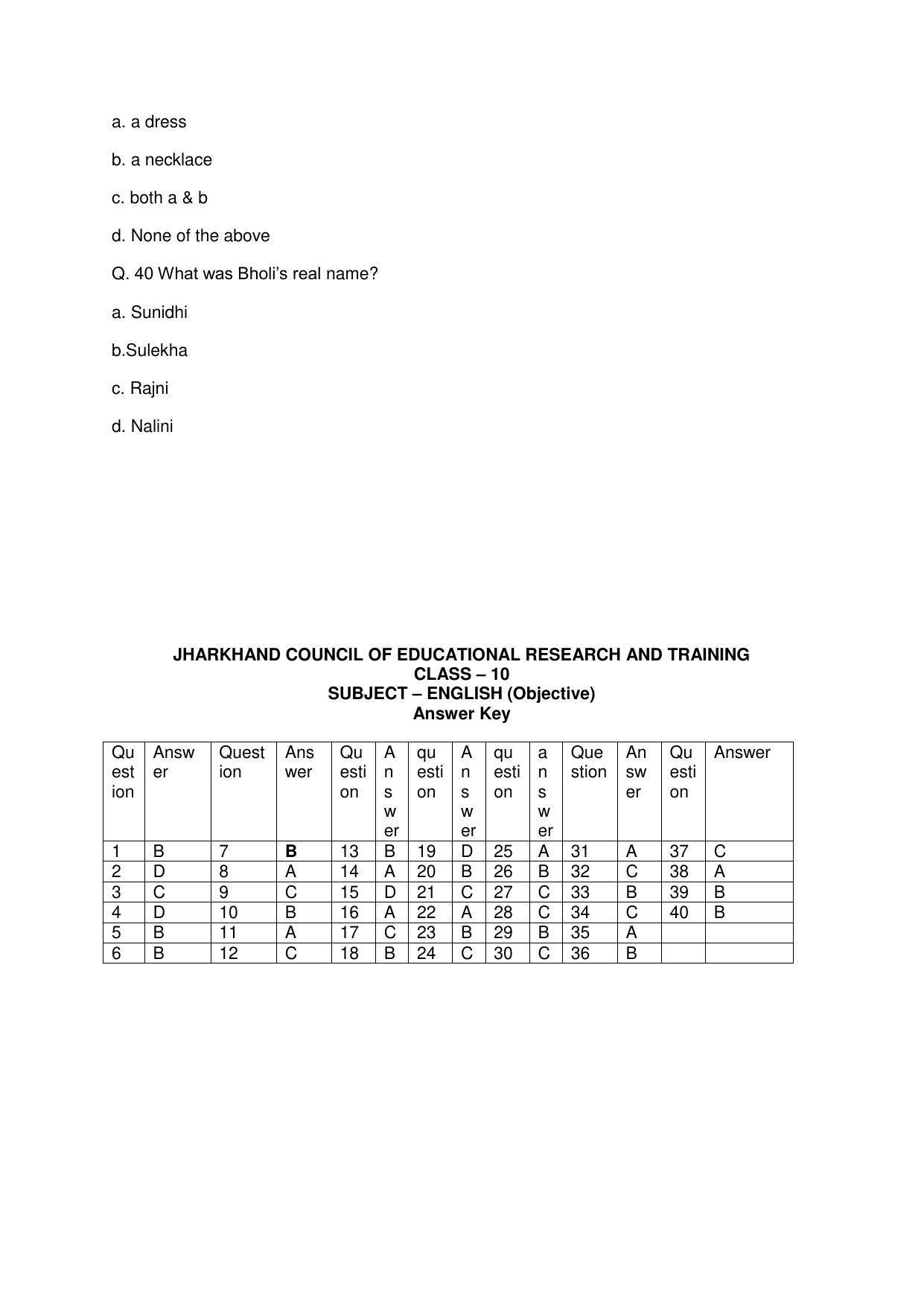 JAC Board 10th English (Objective) Model Question Paper 2023 - Page 9