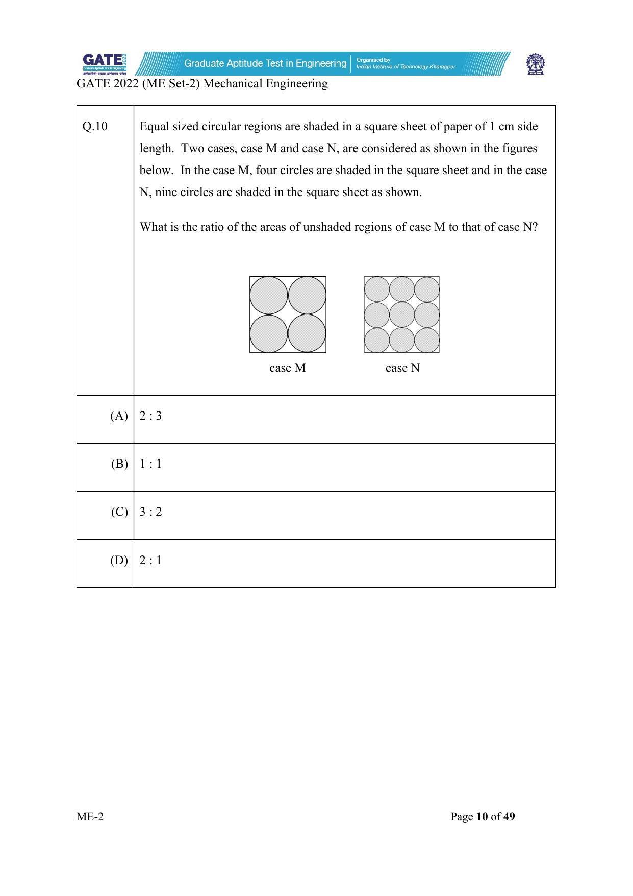 GATE 2022 Mechanical Engineering (ME-2) (Afternoon) Question Paper - Page 10