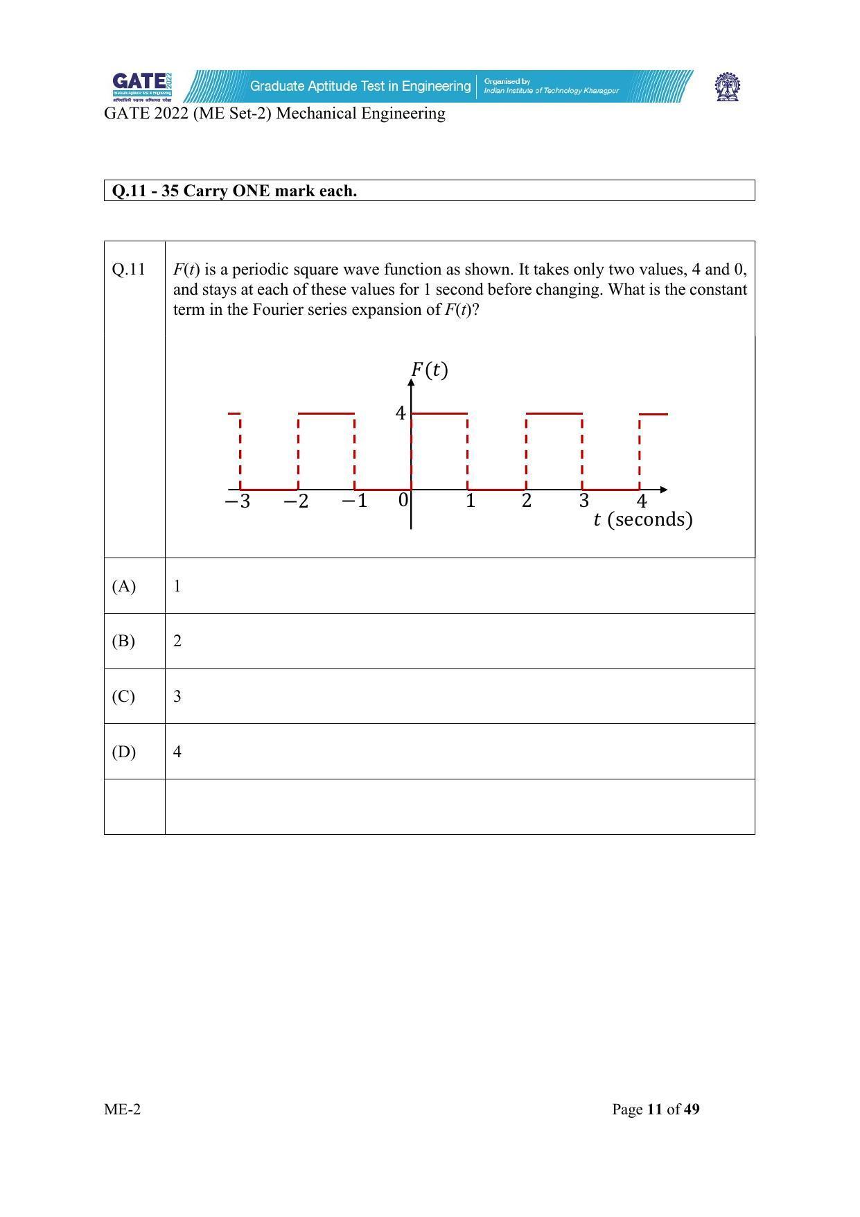 GATE 2022 Mechanical Engineering (ME-2) (Afternoon) Question Paper - Page 11