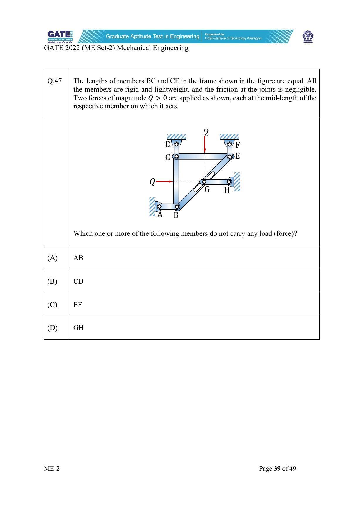 GATE 2022 Mechanical Engineering (ME-2) (Afternoon) Question Paper - Page 39