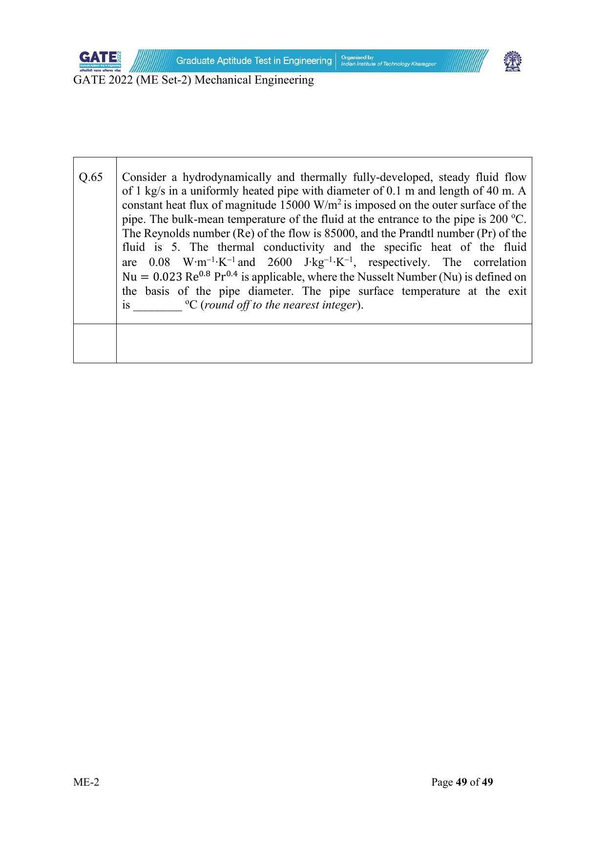 GATE 2022 Mechanical Engineering (ME-2) (Afternoon) Question Paper - Page 49