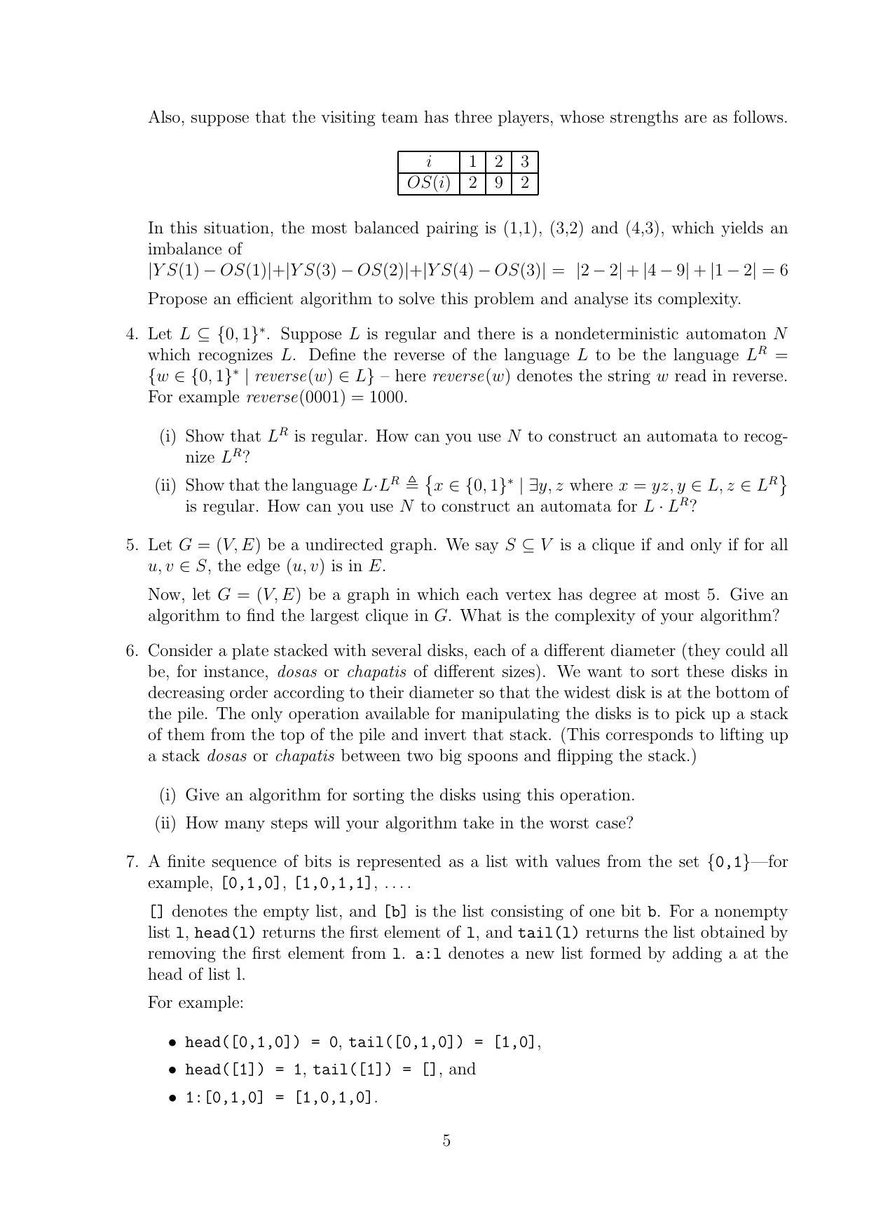 CMI Entrance Exam 2011 Question Paper MSc/PhD Computer Science - Page 5