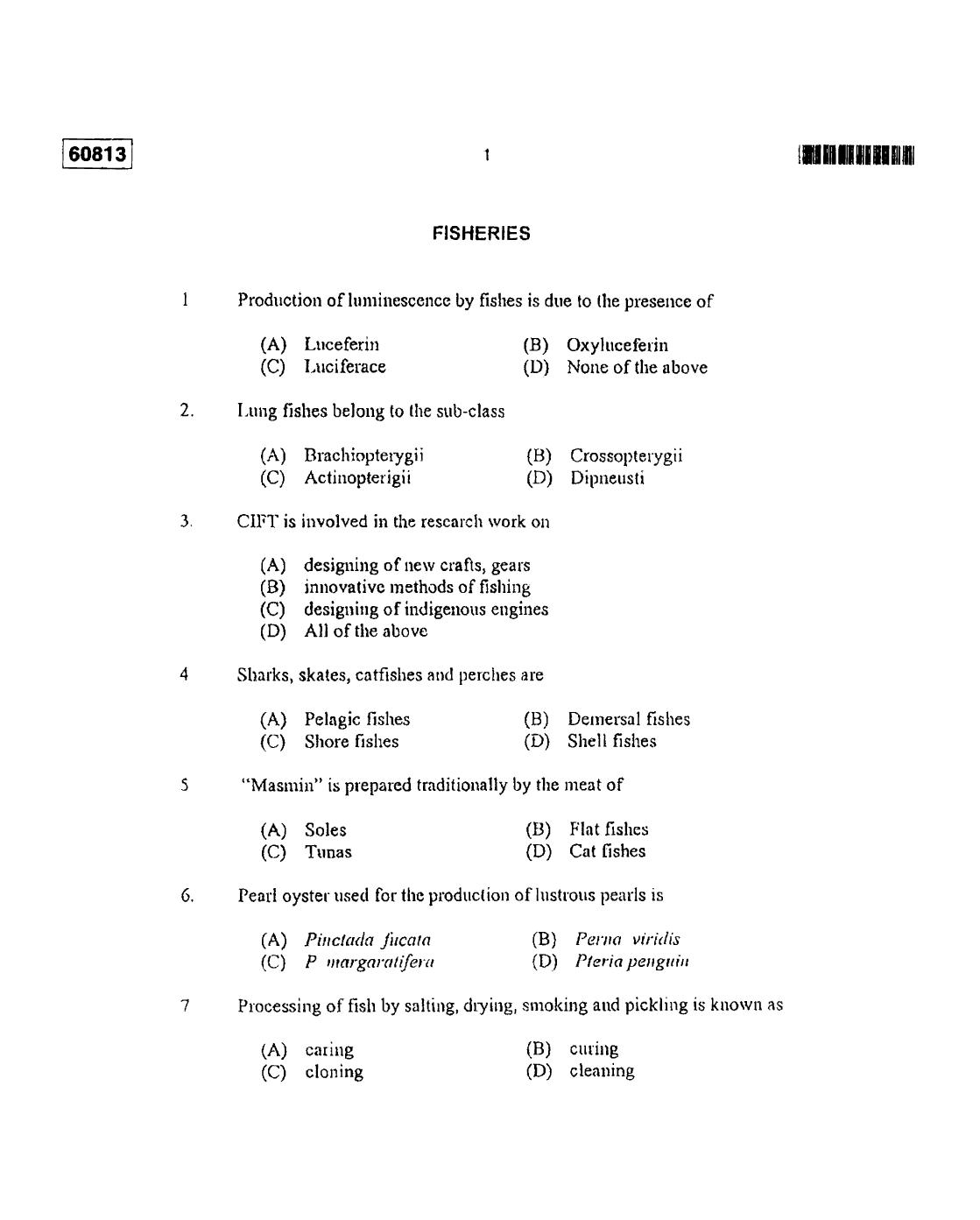 CUSAT CAT 2013 Fisheries Question Paper - Page 2