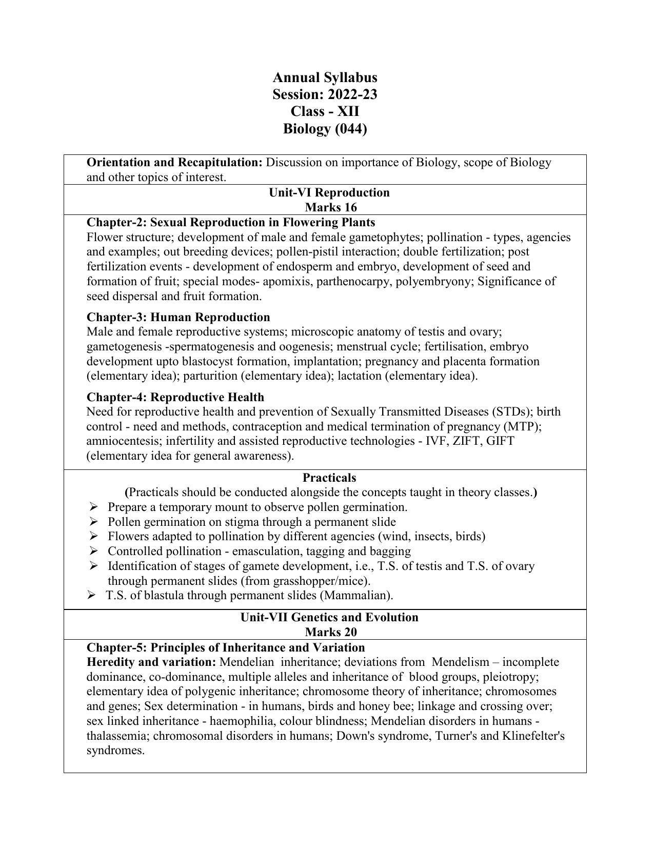 Edudel Class 12 Biology Syllabus - Page 1