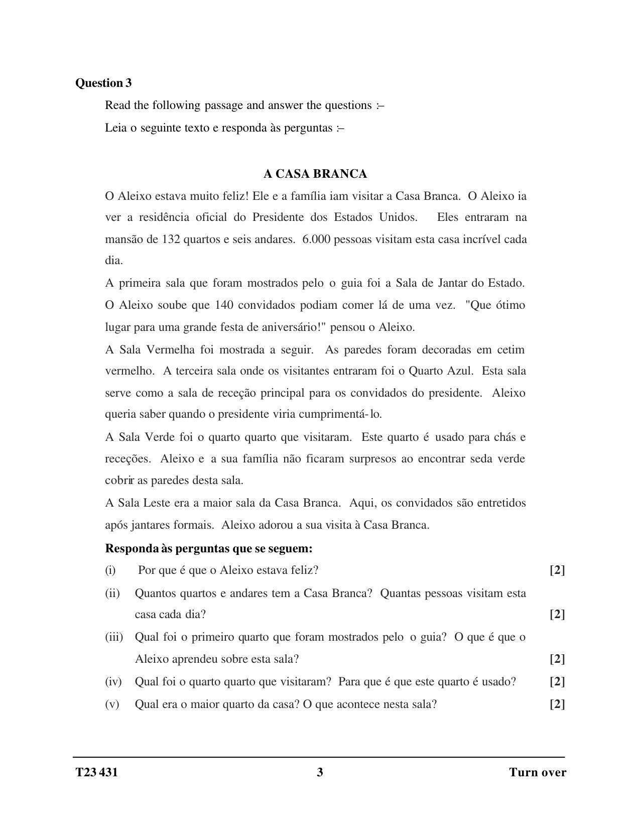 ICSE Class 10 PORTUGUESE 2023 Question Paper - Page 3