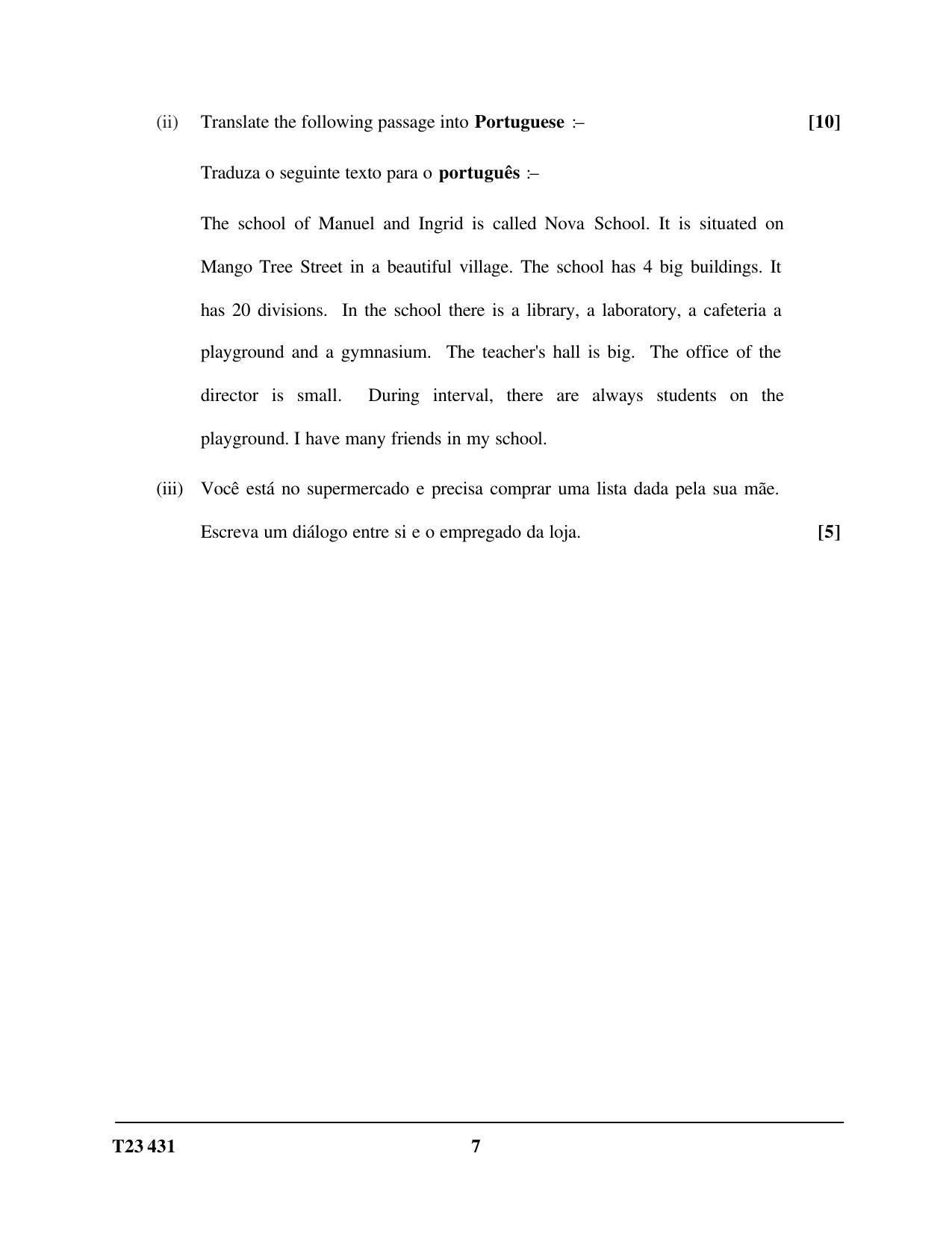 ICSE Class 10 PORTUGUESE 2023 Question Paper - Page 7