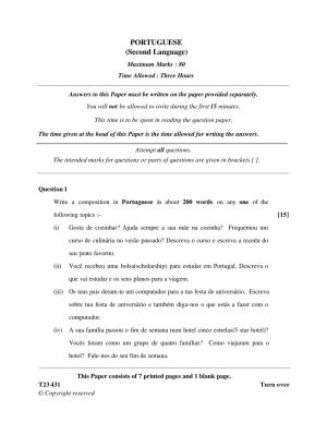 ICSE Class 10 PORTUGUESE 2023 Question Paper