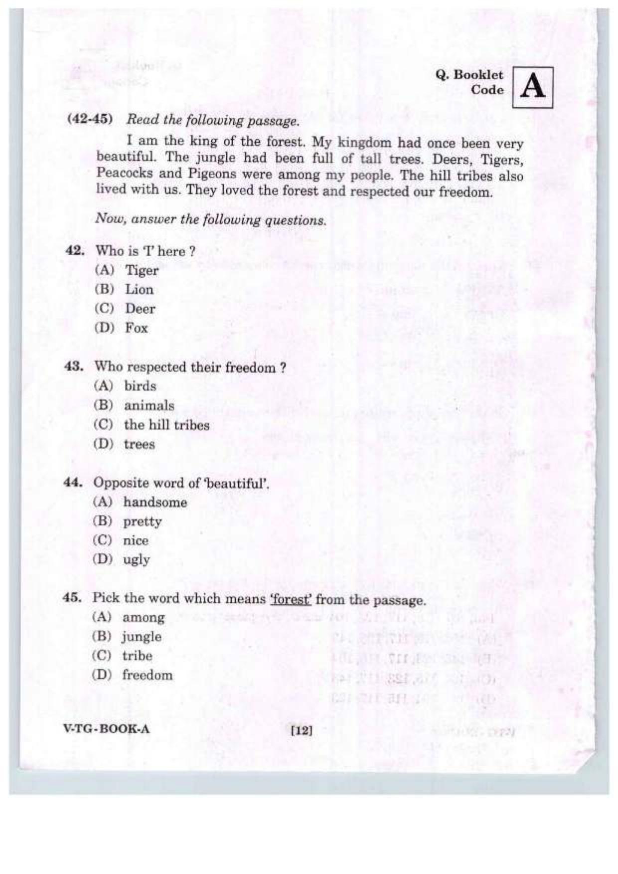 TGCET 2020 Question Papers - Page 12