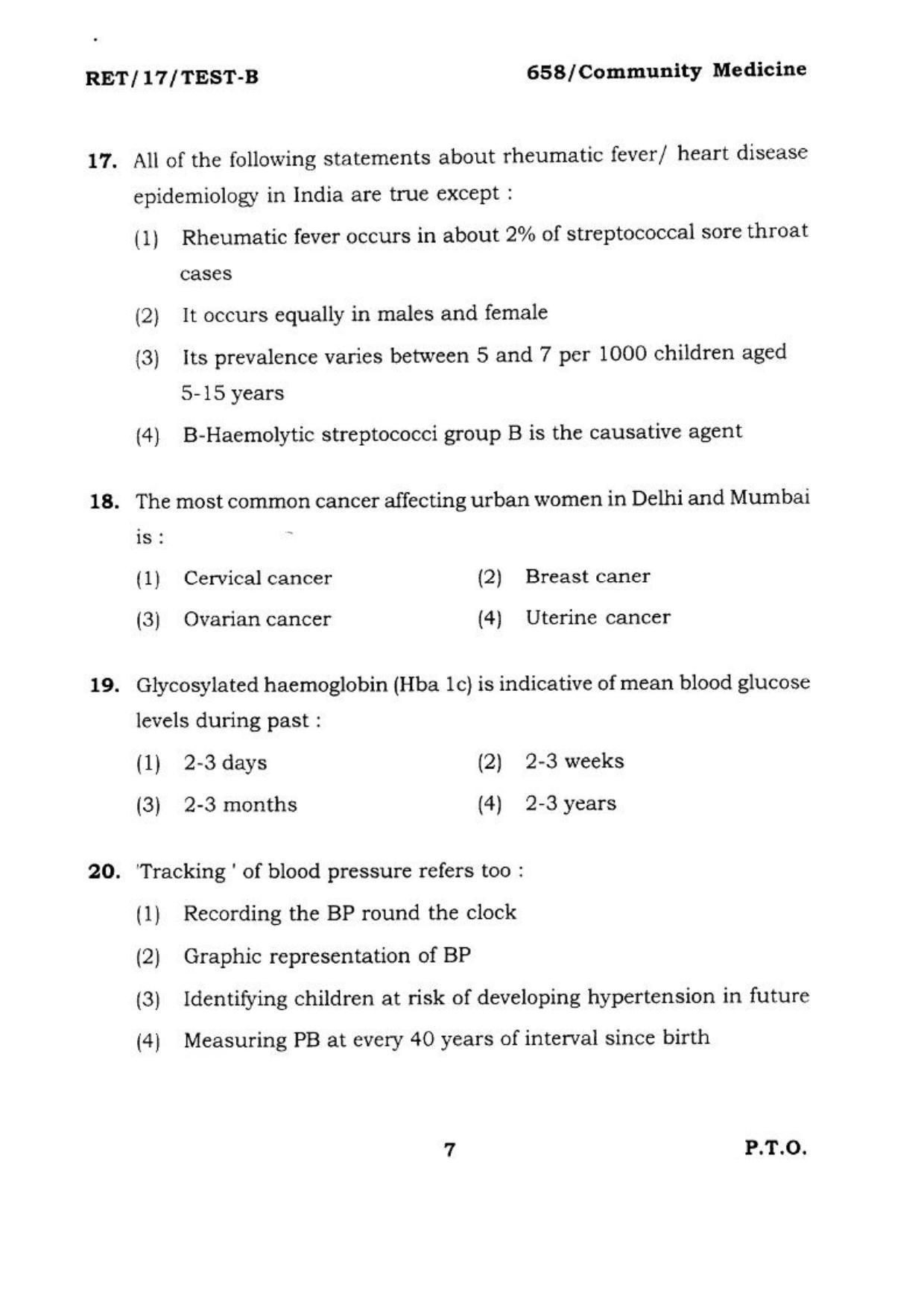  BHU RET COMMUNITY MEDICINE 2017 Question Paper - Page 8