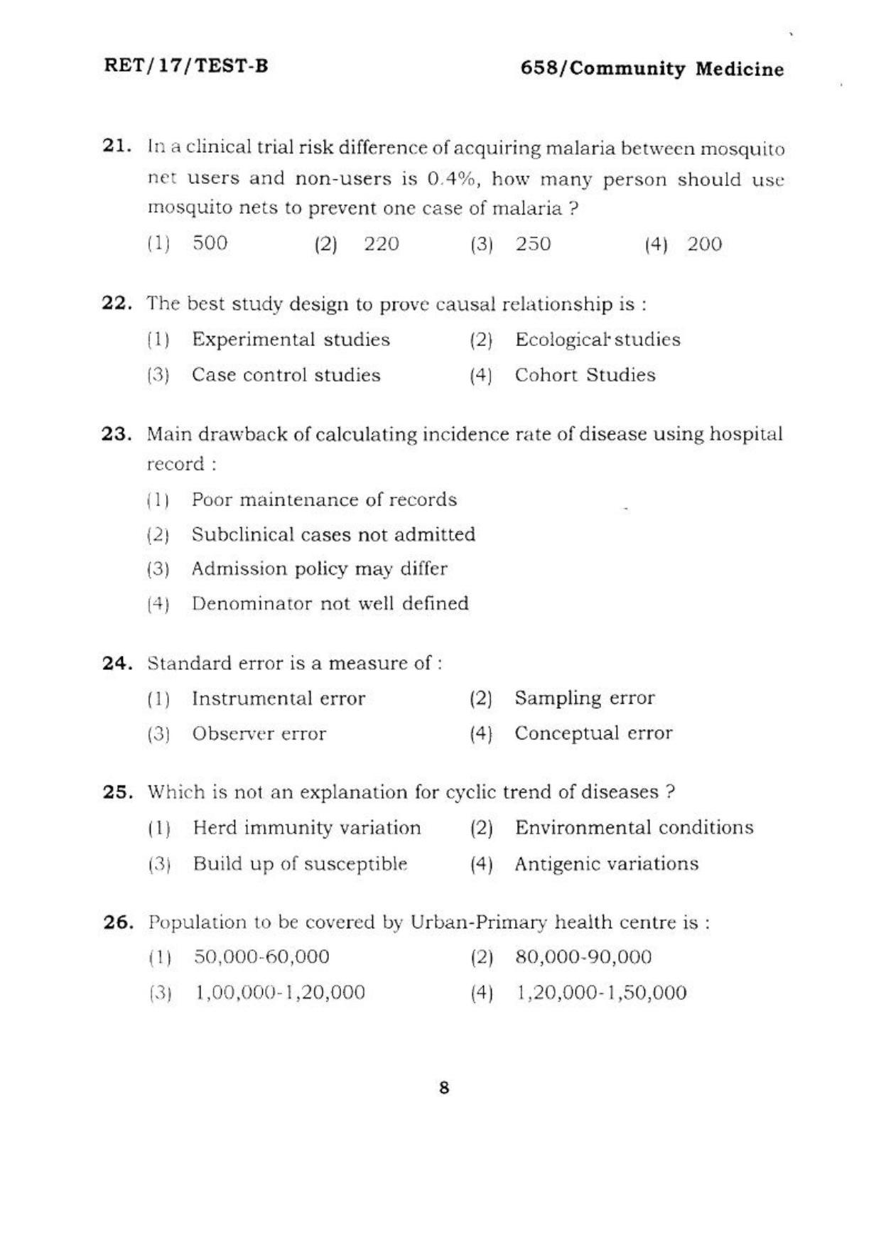  BHU RET COMMUNITY MEDICINE 2017 Question Paper - Page 9
