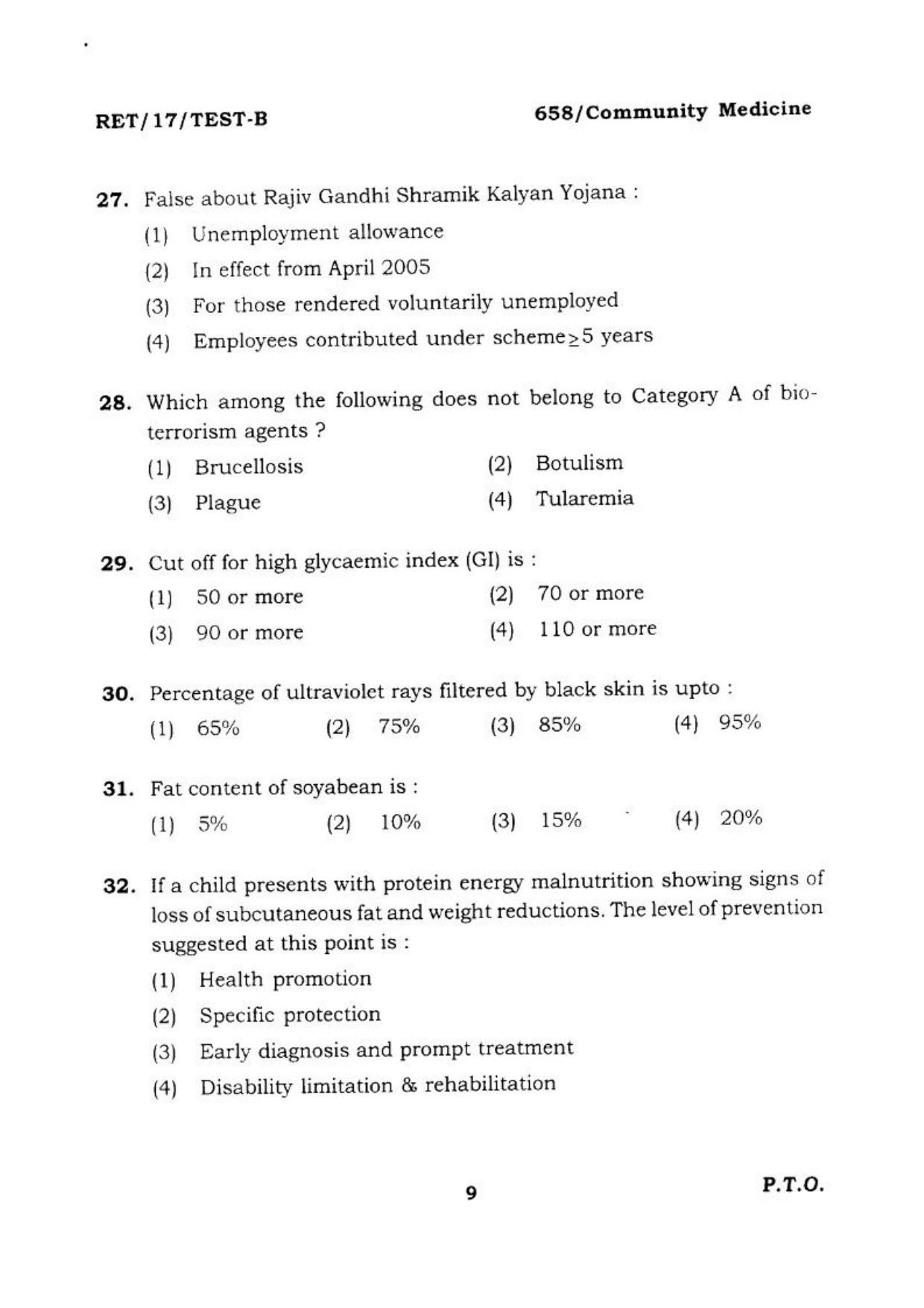  BHU RET COMMUNITY MEDICINE 2017 Question Paper - Page 10