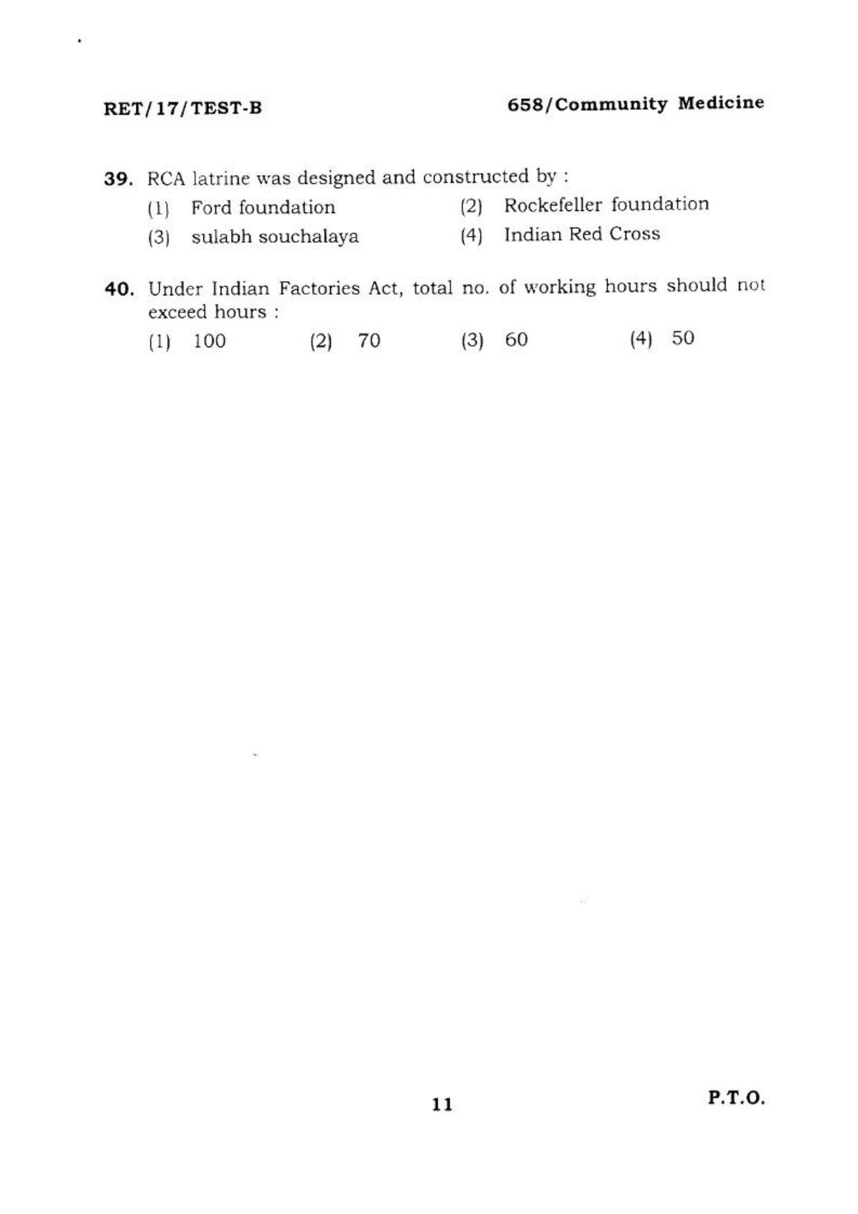  BHU RET COMMUNITY MEDICINE 2017 Question Paper - Page 12
