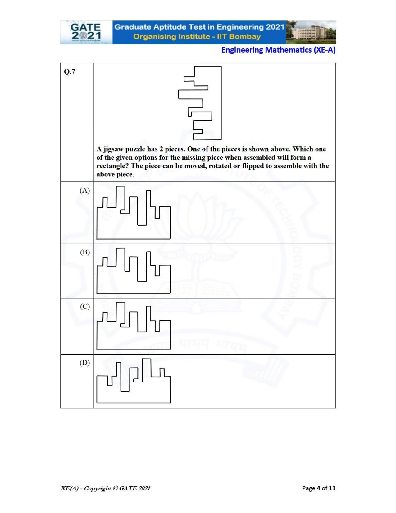 GATE 2021 Engineering Sciences	(XE) Question Paper - Page 4