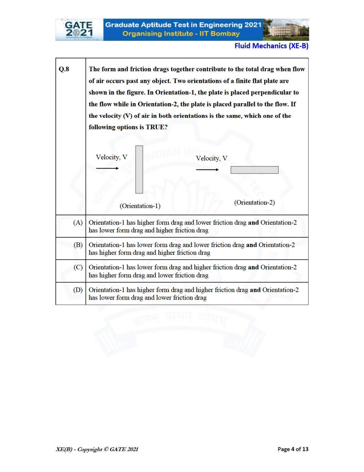GATE 2021 Engineering Sciences	(XE) Question Paper - Page 16