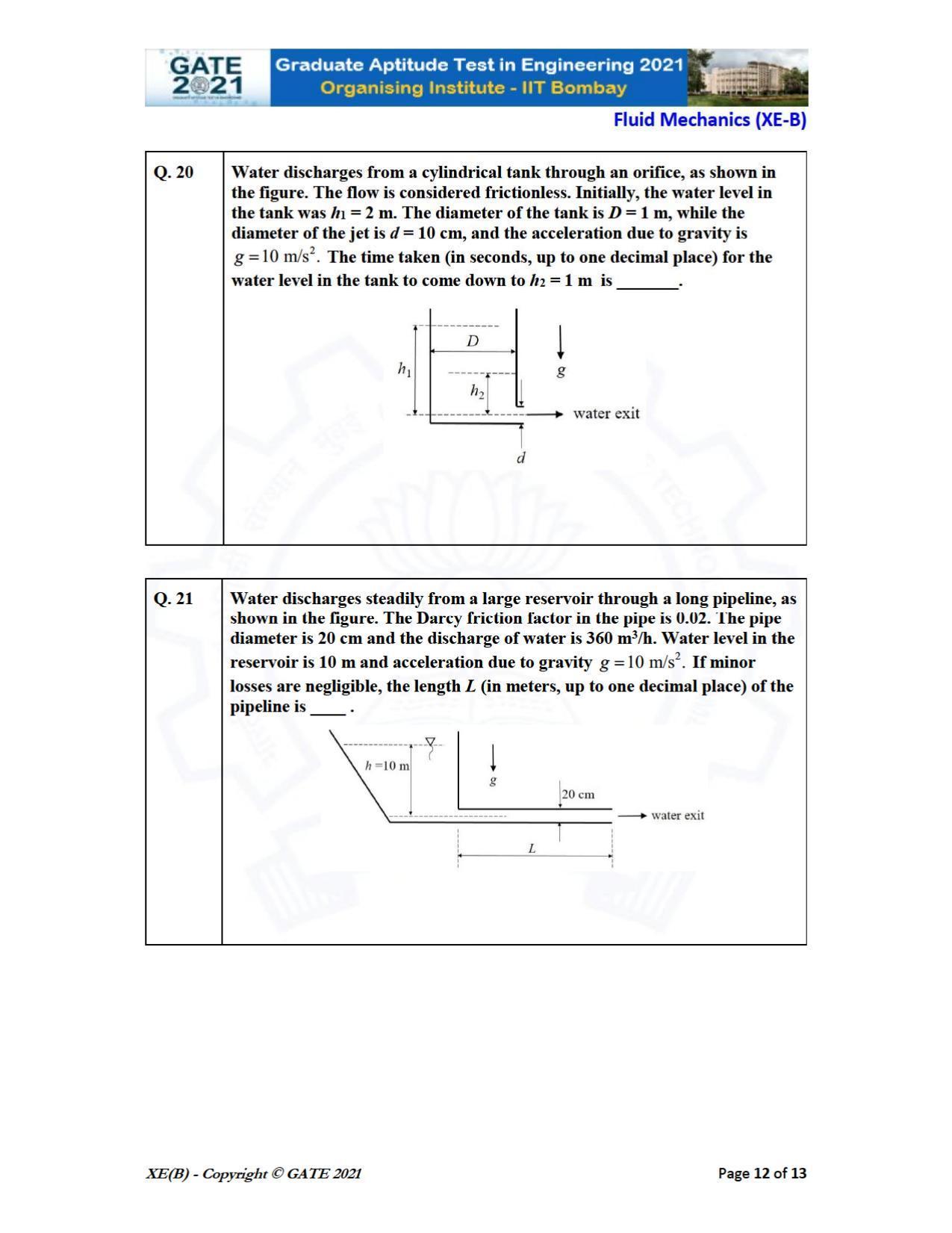 GATE 2021 Engineering Sciences	(XE) Question Paper - Page 24