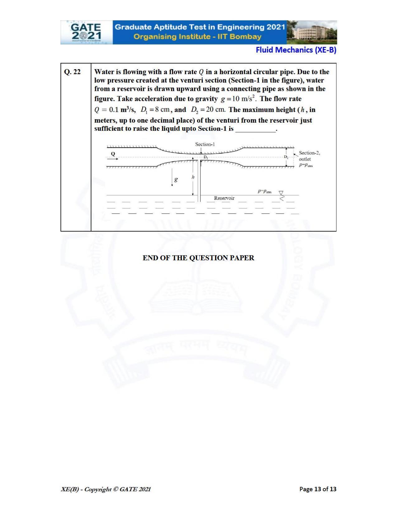 GATE 2021 Engineering Sciences	(XE) Question Paper - Page 25