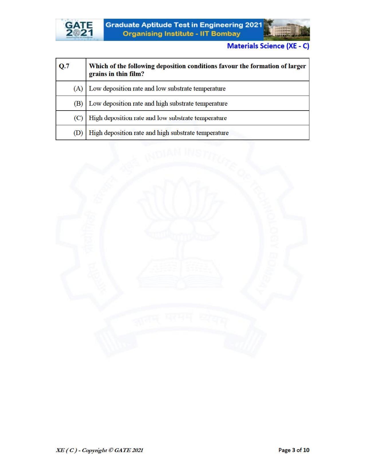 GATE 2021 Engineering Sciences	(XE) Question Paper - Page 29