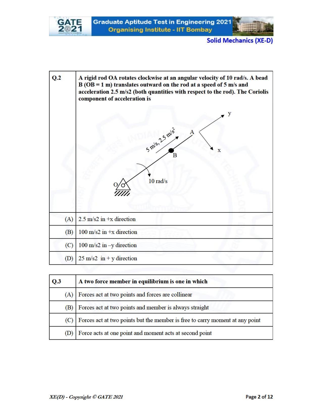 GATE 2021 Engineering Sciences	(XE) Question Paper - Page 40