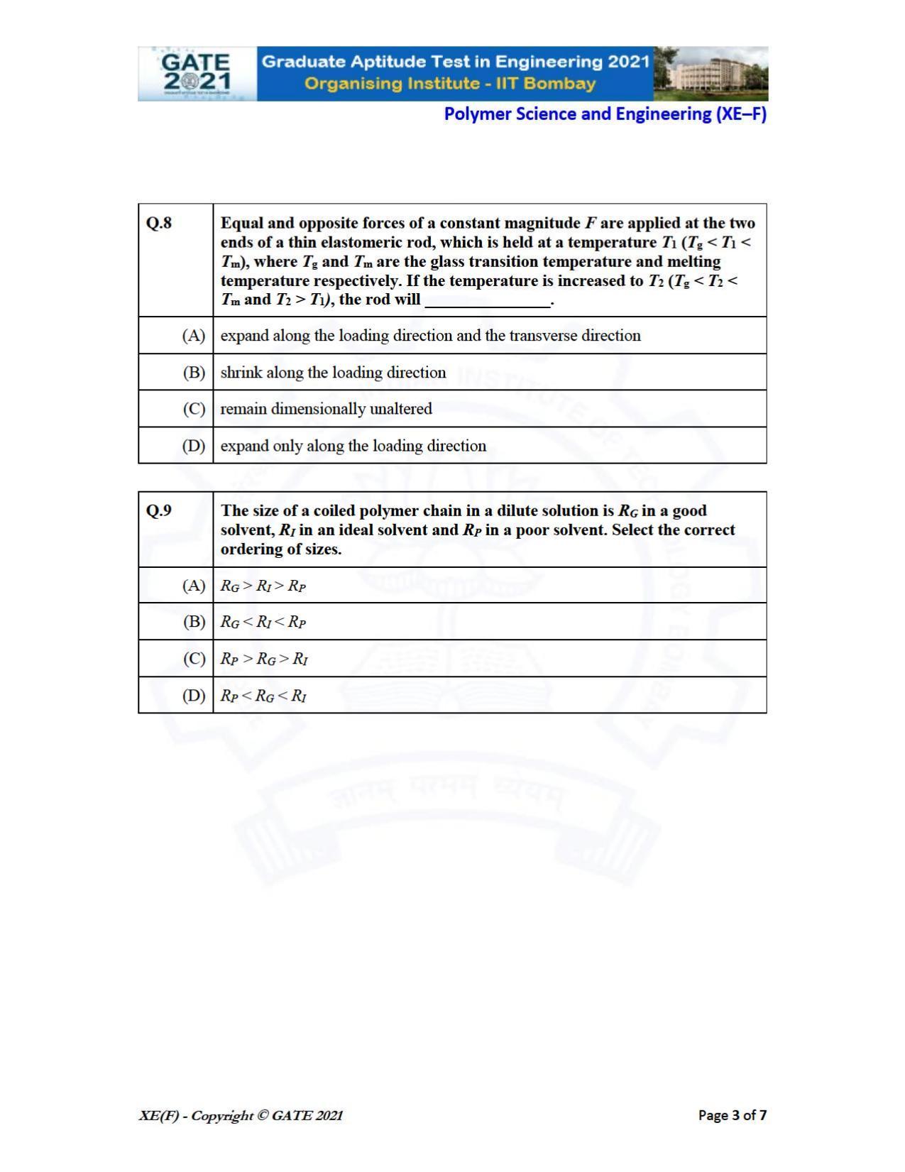 GATE 2021 Engineering Sciences	(XE) Question Paper - Page 67