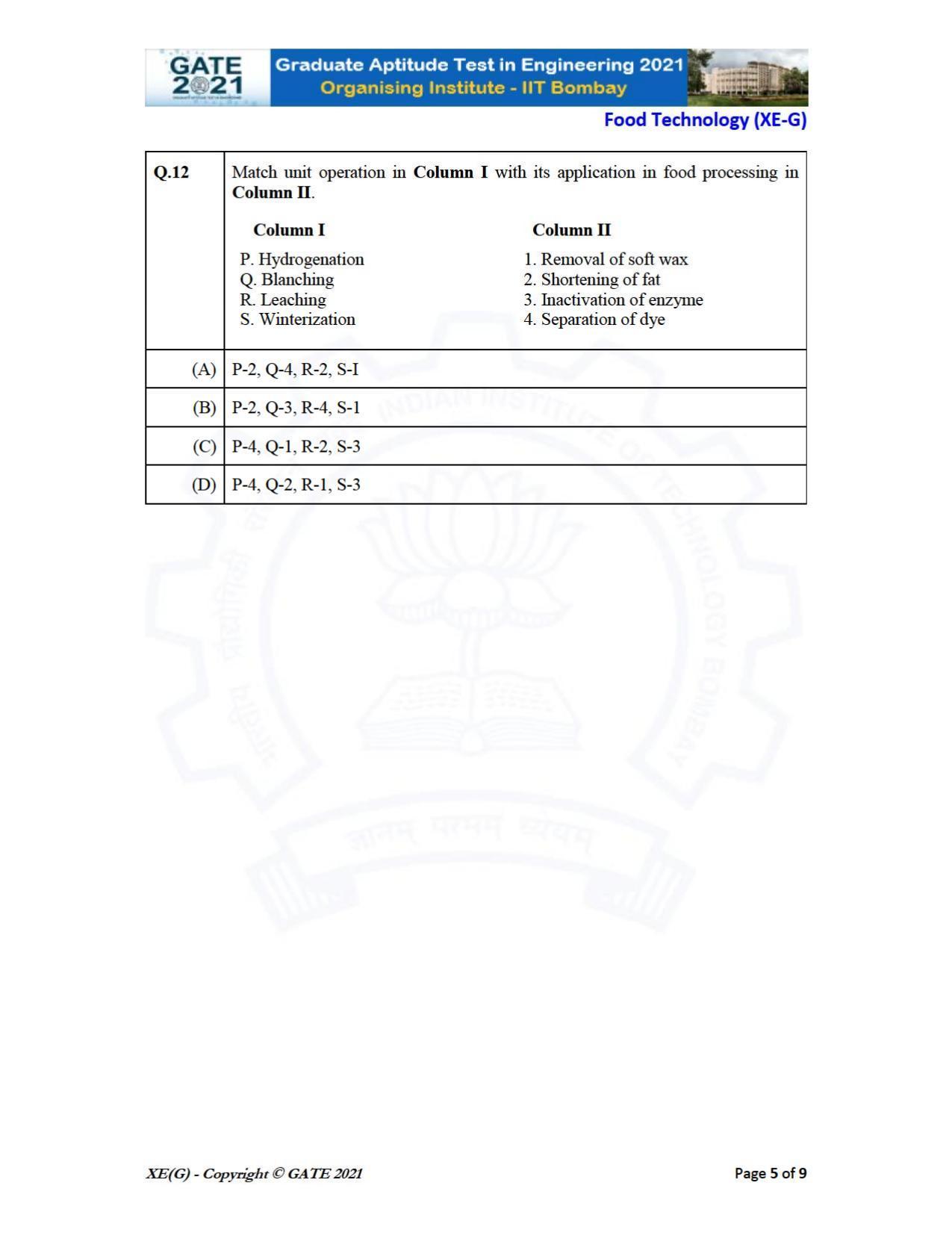 GATE 2021 Engineering Sciences	(XE) Question Paper - Page 77